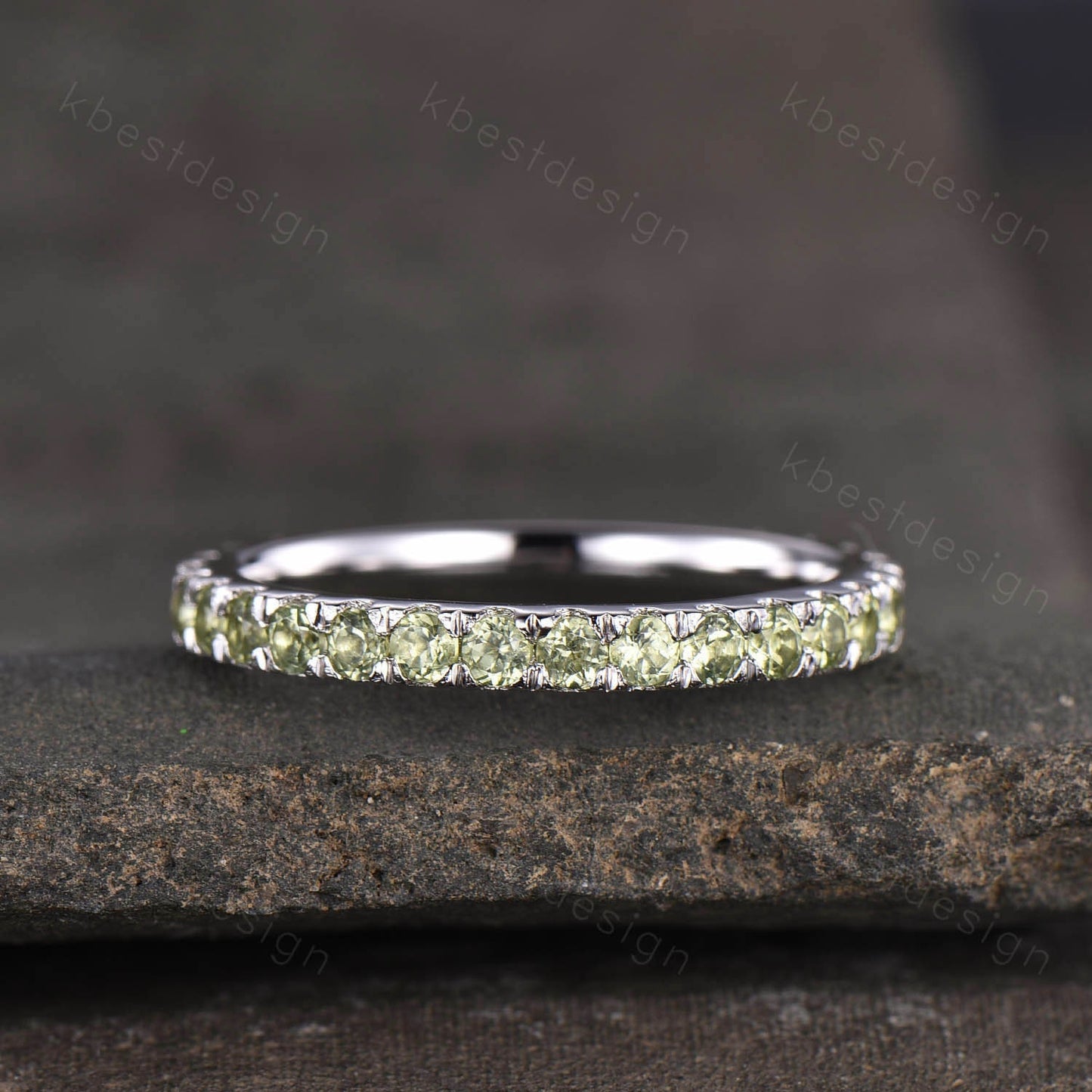 Full Eternity Peridot Wedding Ring 925 Sterling Silver Ring Peridot Wedding Band Stacking Ring Dainty Ring August Birthstone Gift for her