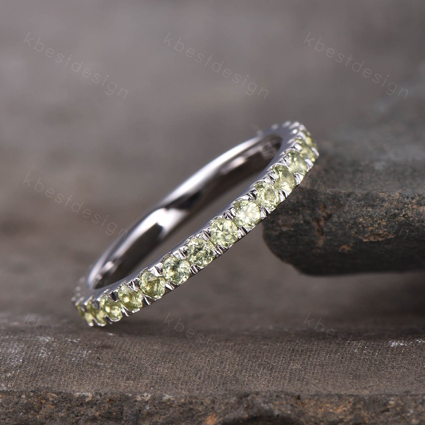 Full Eternity Peridot Wedding Ring 925 Sterling Silver Ring Peridot Wedding Band Stacking Ring Dainty Ring August Birthstone Gift for her