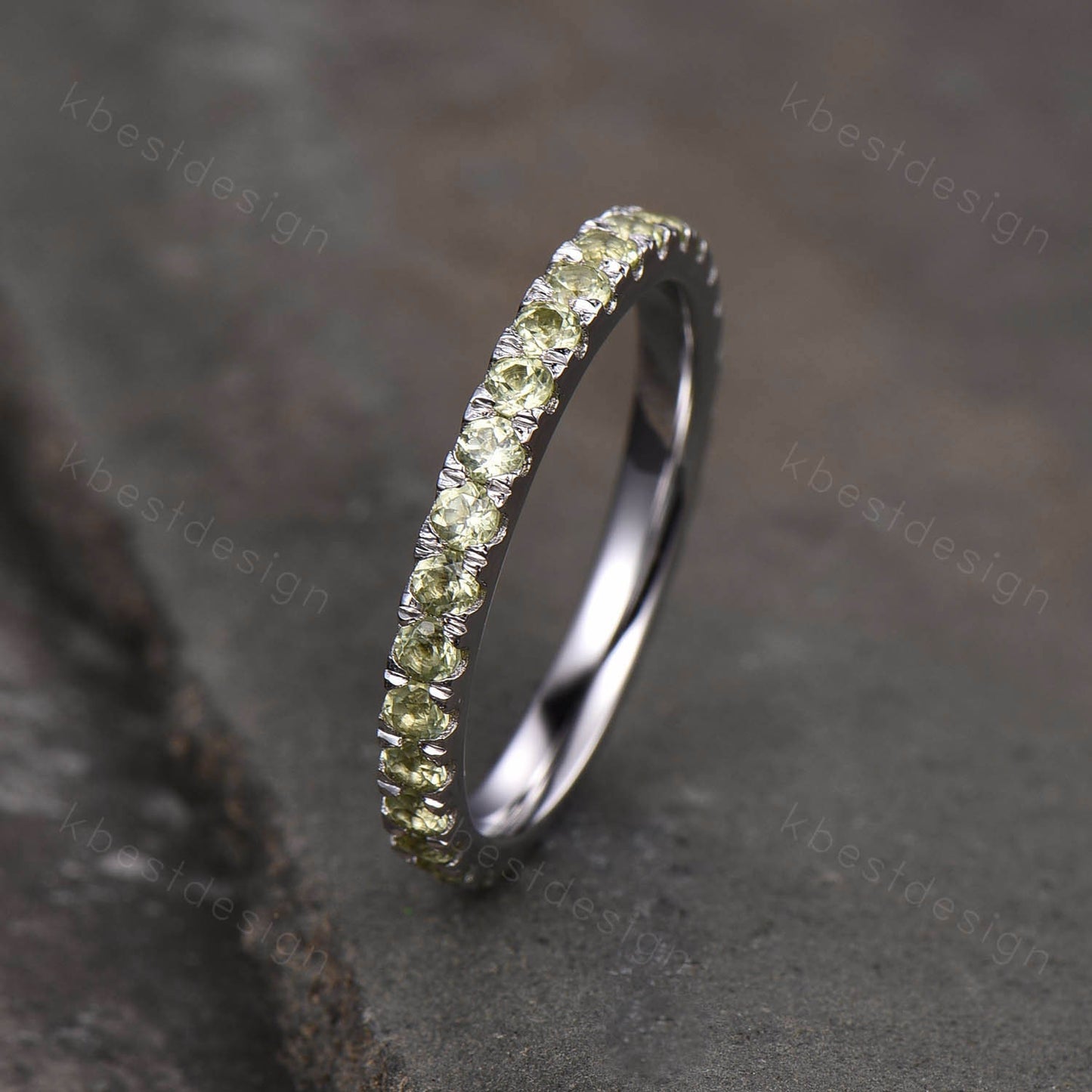 Full Eternity Peridot Wedding Ring 925 Sterling Silver Ring Peridot Wedding Band Stacking Ring Dainty Ring August Birthstone Gift for her