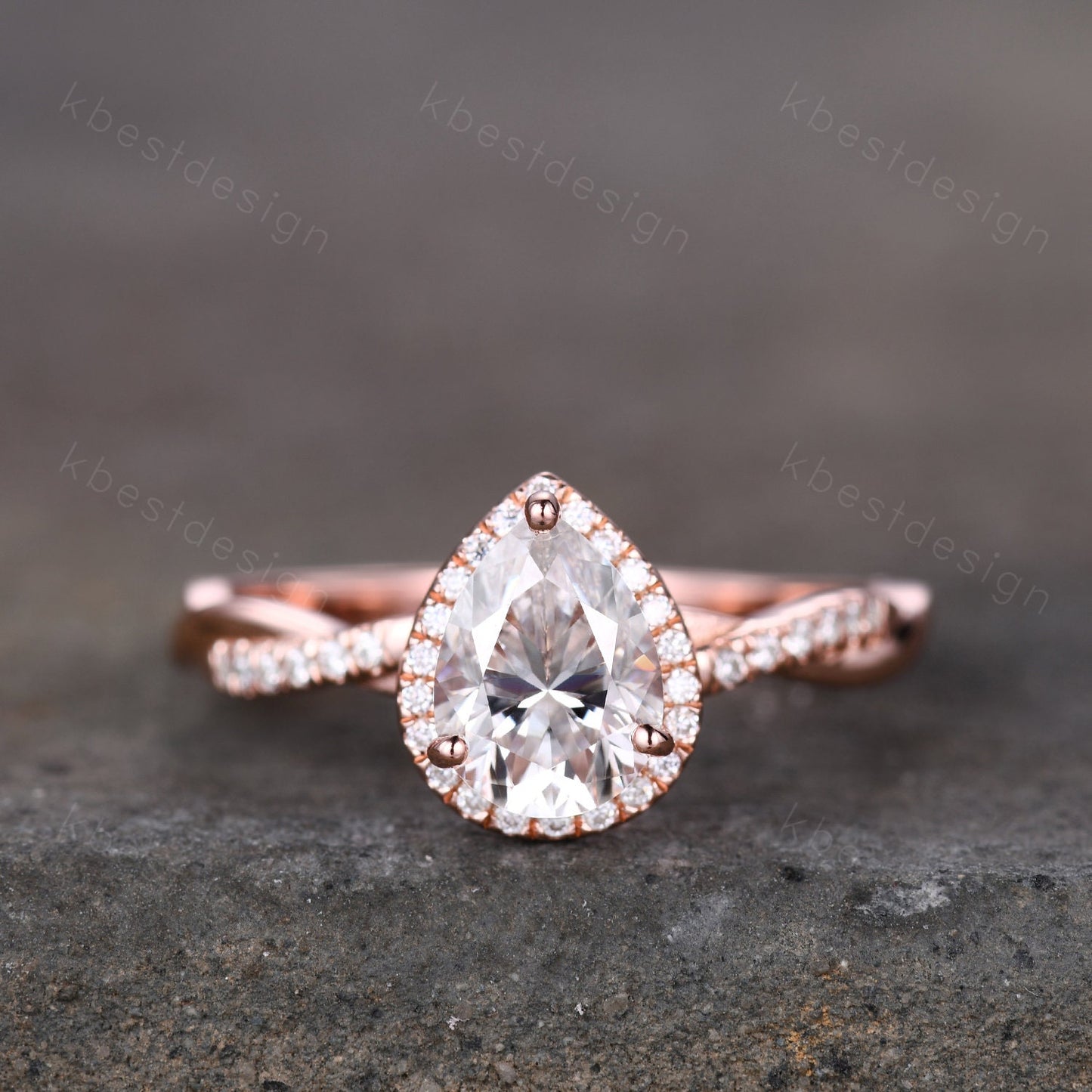 Twisted Pear Shaped Moissanite Engagement ring Set 6x8mm Teardrop 1.5CT Moissanite Ring Unique Infinity Wedding Ring Simulated Diamond Ring
