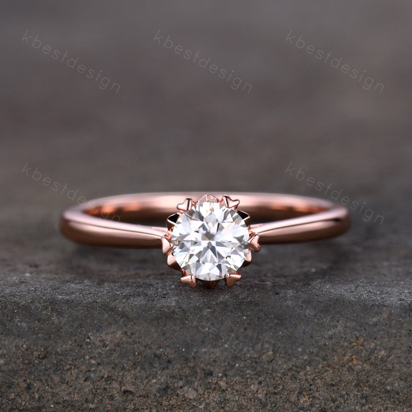 Delicate Moissanite Engagement Ring, Dainty Ring, Promise Ring, Rose Gold Engagement Ring, Bridal Wedding Ring, Anniversary Ring