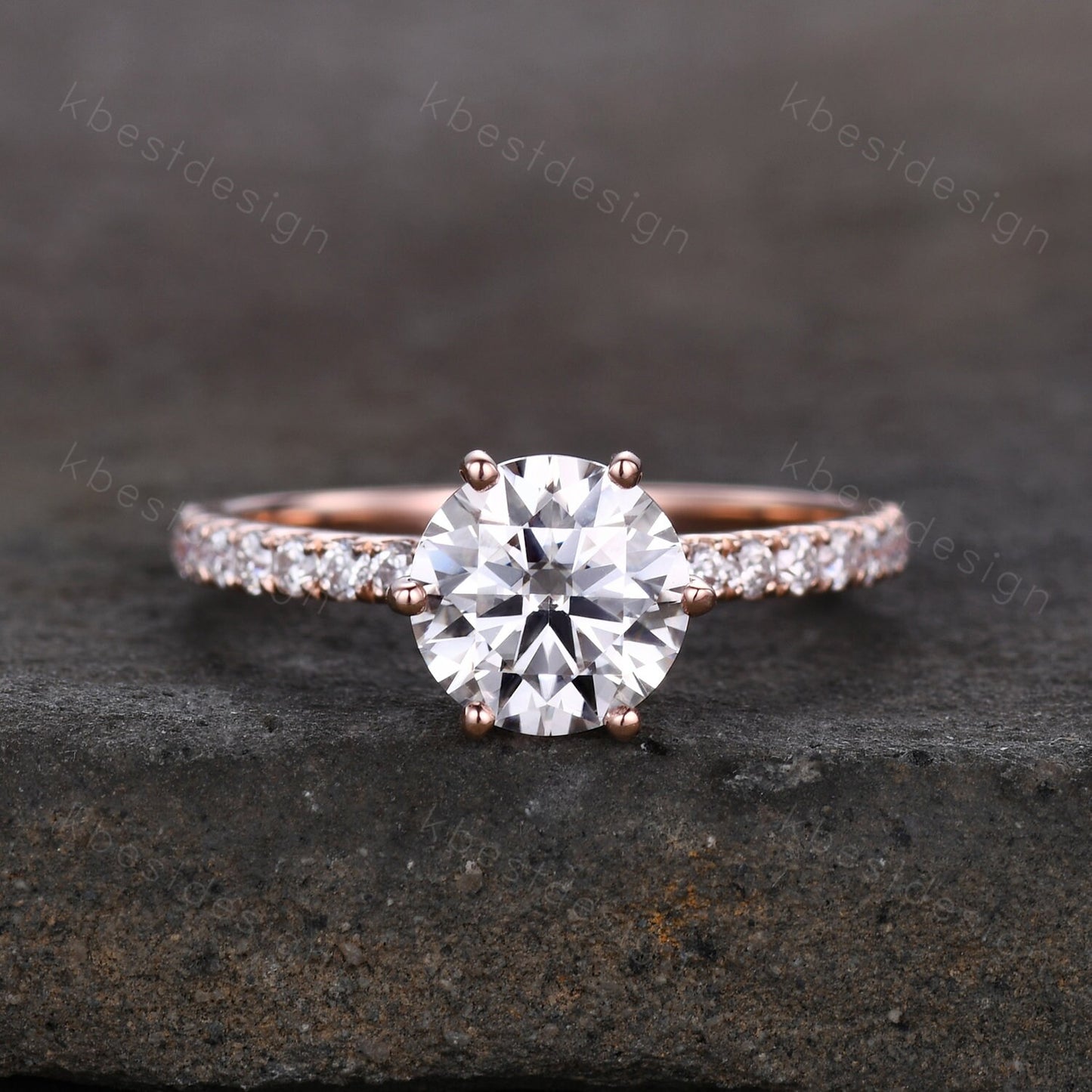 1.2CT Round Cut Moissanite Engagement Ring Vintage Hidden Halo Moissanite Ring Classic 6 Prong Ring Simulated Diamond Wedding Ring Promise