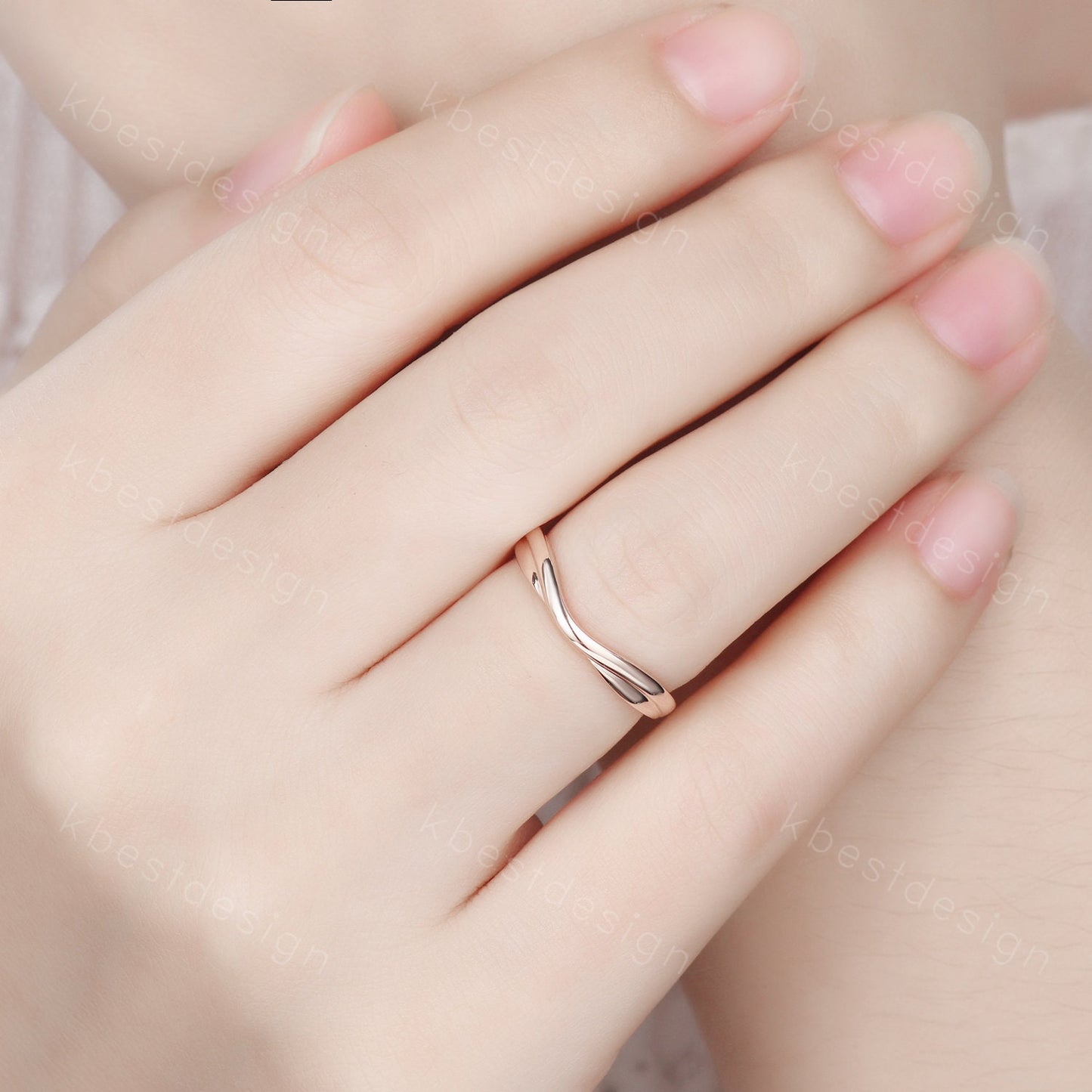 Curved wedding band Rose gold plain band unique stacking matching band Minimalist ring Bridal wedding band Anniversary gift for her