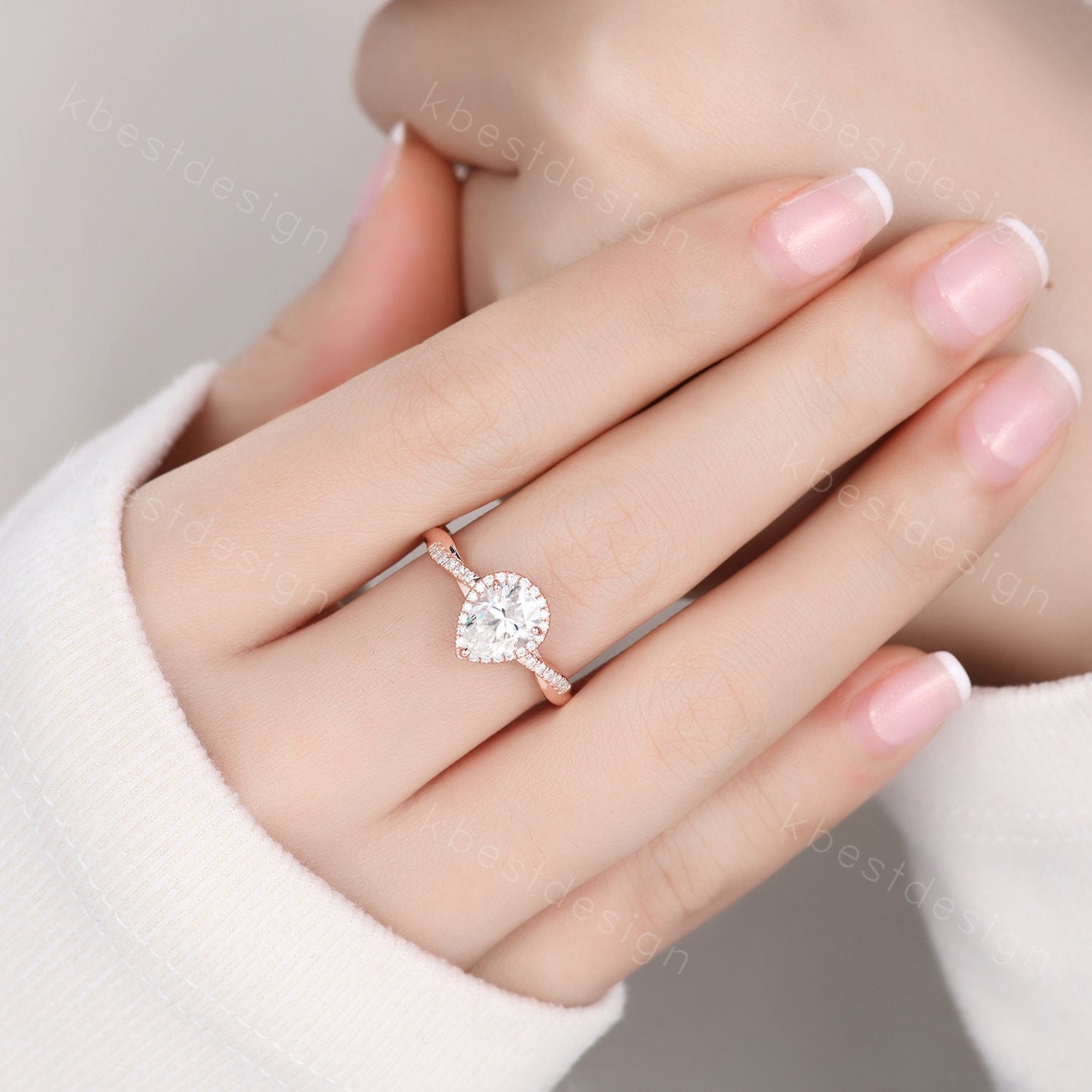 Twisted Pear Shaped Moissanite Engagement ring Set 6x8mm Teardrop 1.5CT Moissanite Ring Unique Infinity Wedding Ring Simulated Diamond Ring
