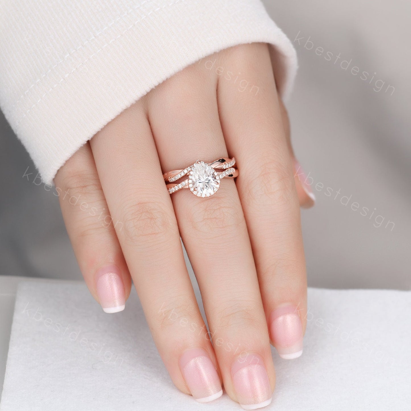 Twisted Pear Shaped Moissanite Engagement ring Set 6x8mm Teardrop 1.5CT Moissanite Ring Unique Infinity Wedding Ring Simulated Diamond Ring