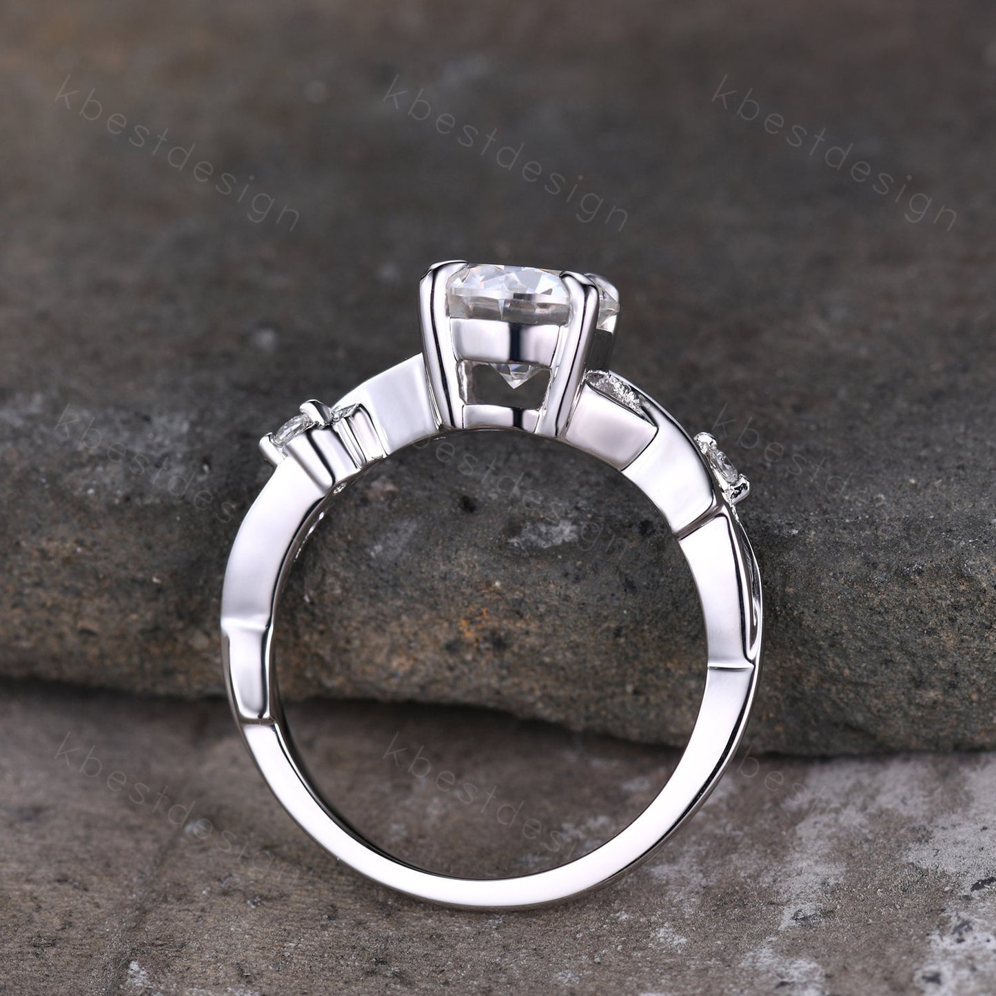 Antique twig Moissanite engagement ring 1.2CT round cut Simulated diamond ring art deco white gold bridal wedding ring unique promise ring