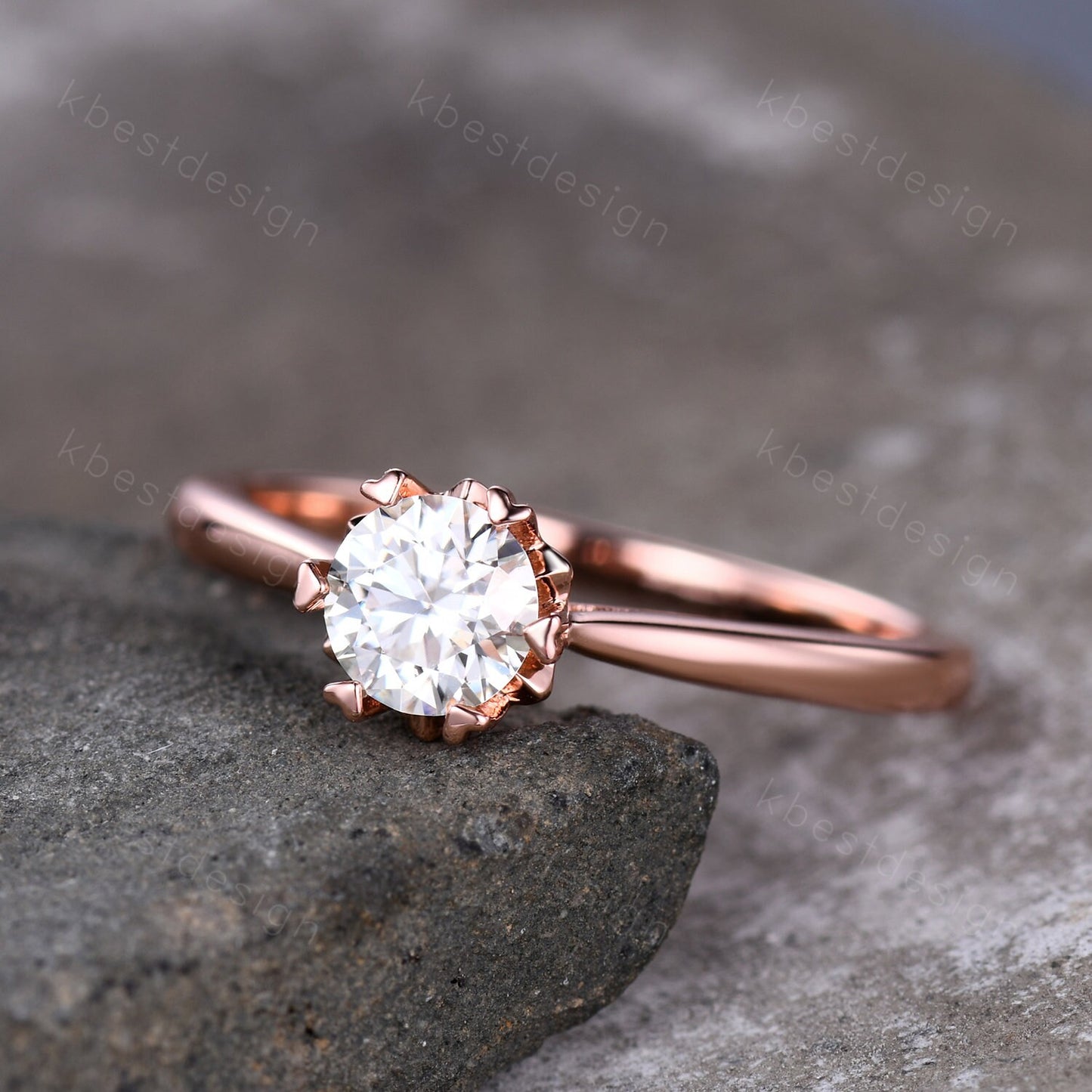 Delicate Moissanite Engagement Ring, Dainty Ring, Promise Ring, Rose Gold Engagement Ring, Bridal Wedding Ring, Anniversary Ring