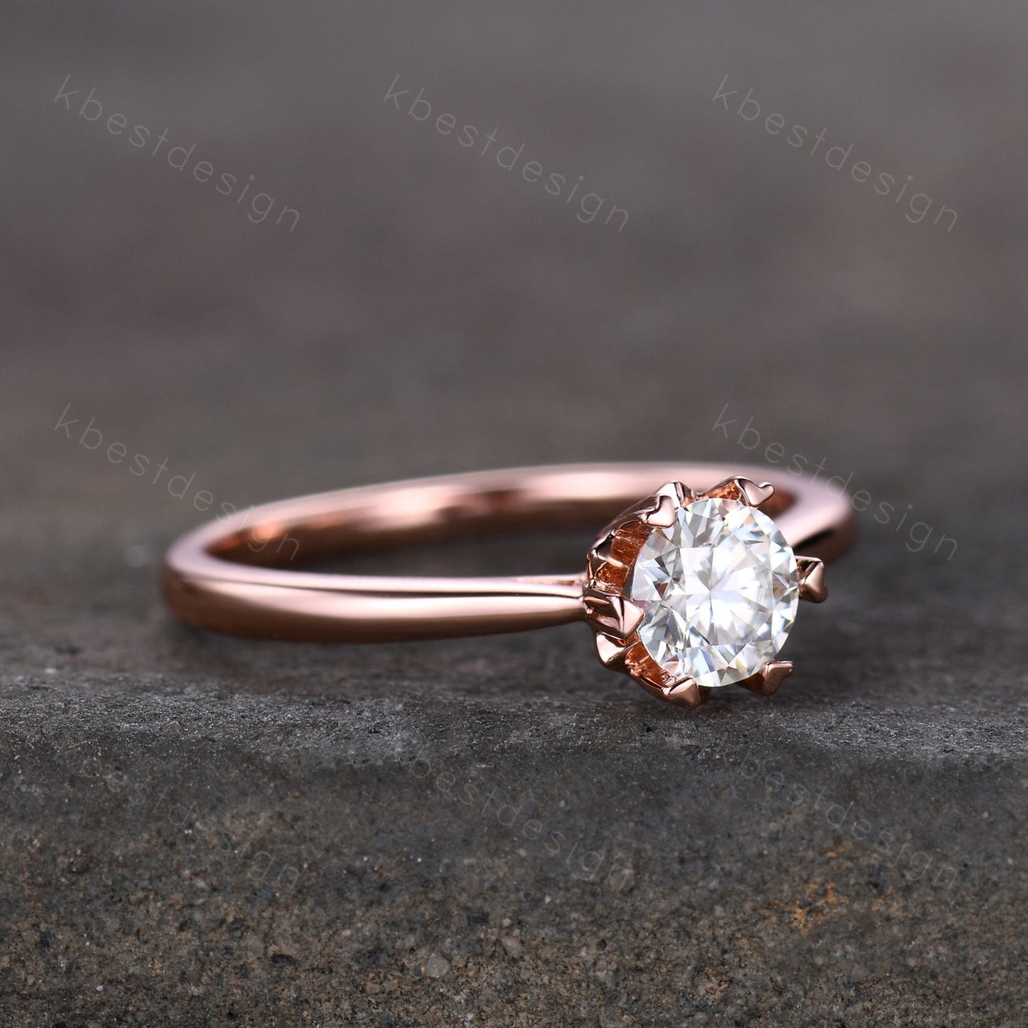 Delicate Moissanite Engagement Ring, Dainty Ring, Promise Ring, Rose Gold Engagement Ring, Bridal Wedding Ring, Anniversary Ring