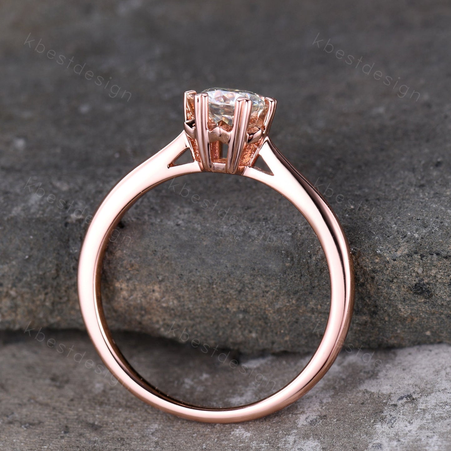 Delicate Moissanite Engagement Ring, Dainty Ring, Promise Ring, Rose Gold Engagement Ring, Bridal Wedding Ring, Anniversary Ring