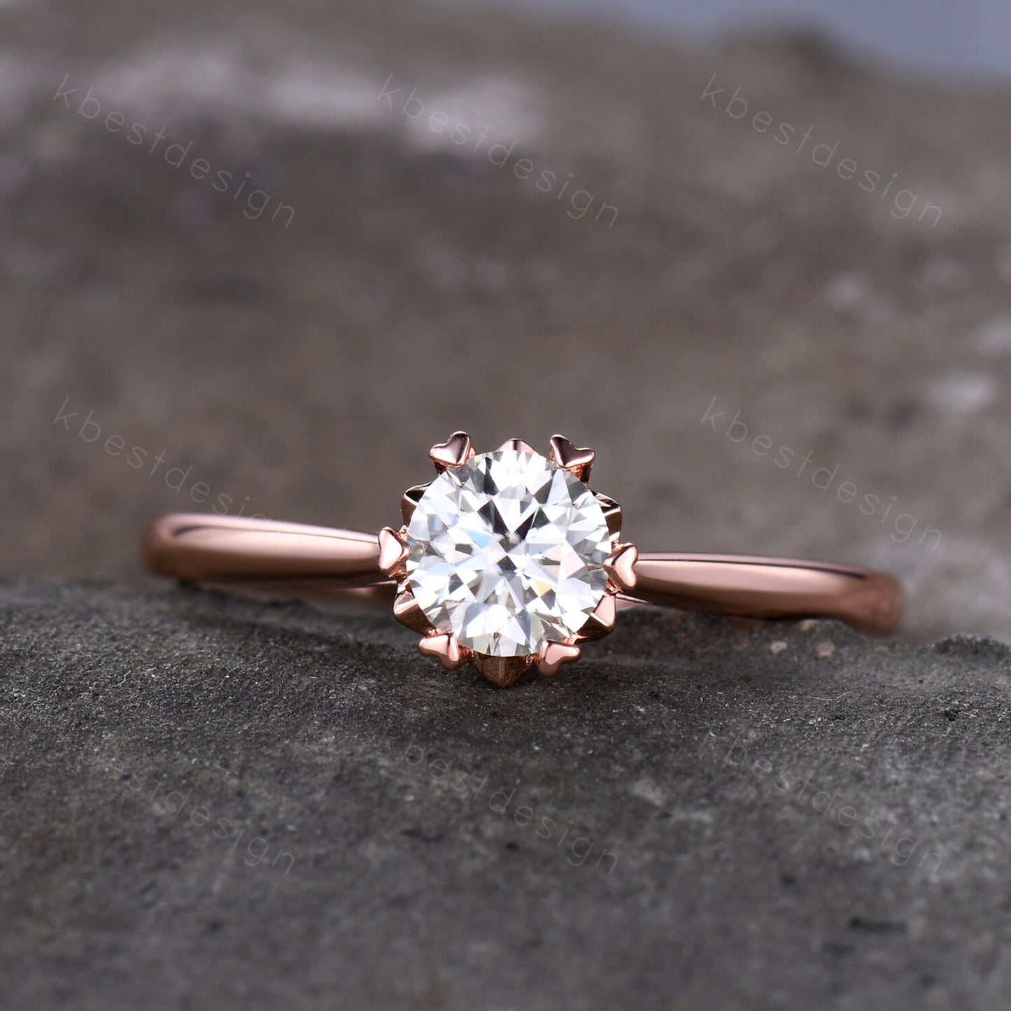 Delicate Moissanite Engagement Ring, Dainty Ring, Promise Ring, Rose Gold Engagement Ring, Bridal Wedding Ring, Anniversary Ring