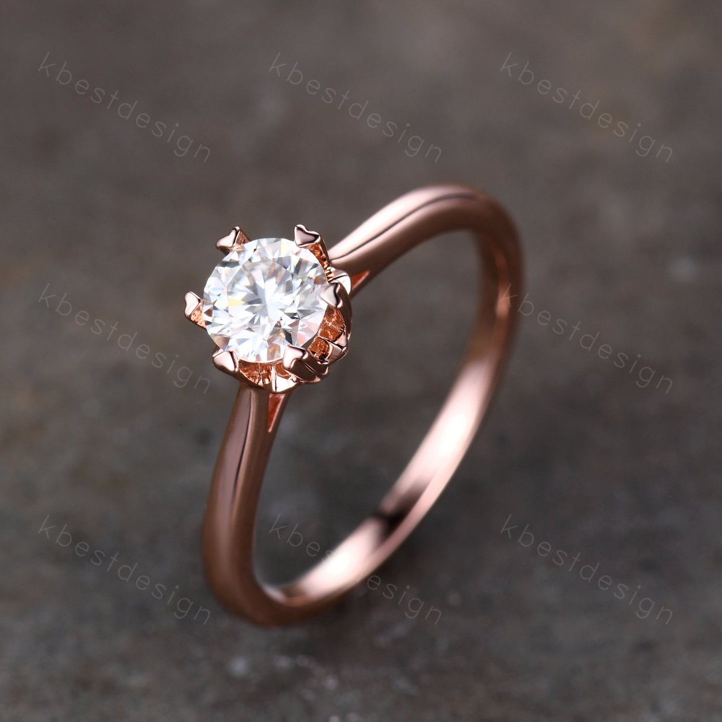 Delicate Moissanite Engagement Ring, Dainty Ring, Promise Ring, Rose Gold Engagement Ring, Bridal Wedding Ring, Anniversary Ring