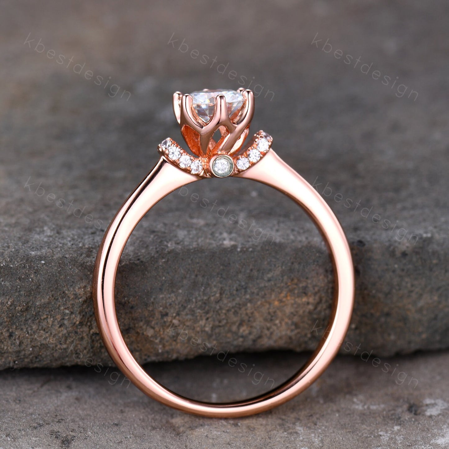 0.5ct round Moissanite engagement ring delicate Simulated Diamond wedding ring rose gold ring Anniversary ring Promise ring Gift for her