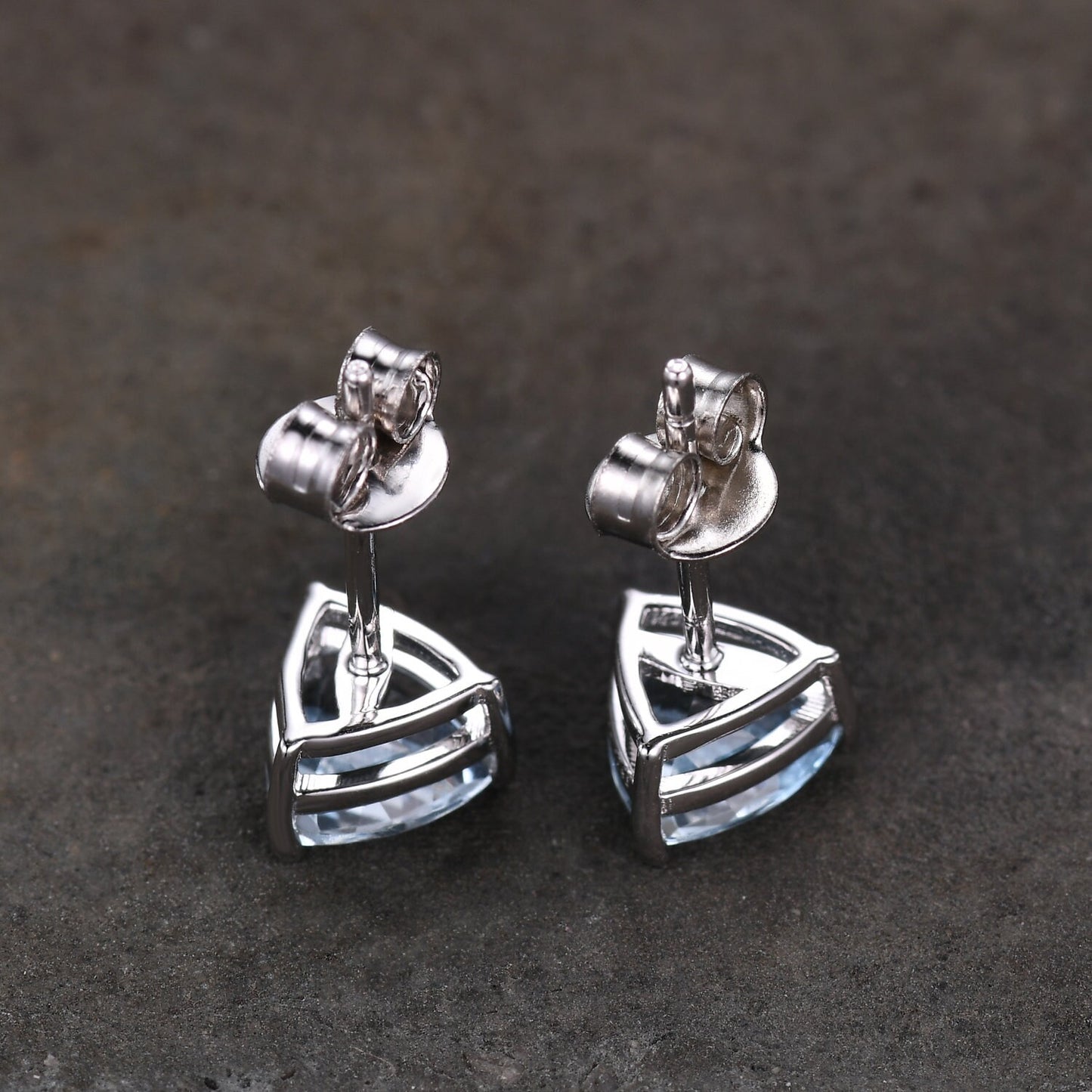 Trillion cut Natural Aquamarine Studs, Silver Aquamarine Earring Studs, March Birthstone Earrings, Genuine Gemstone earrings, Birthday Gift