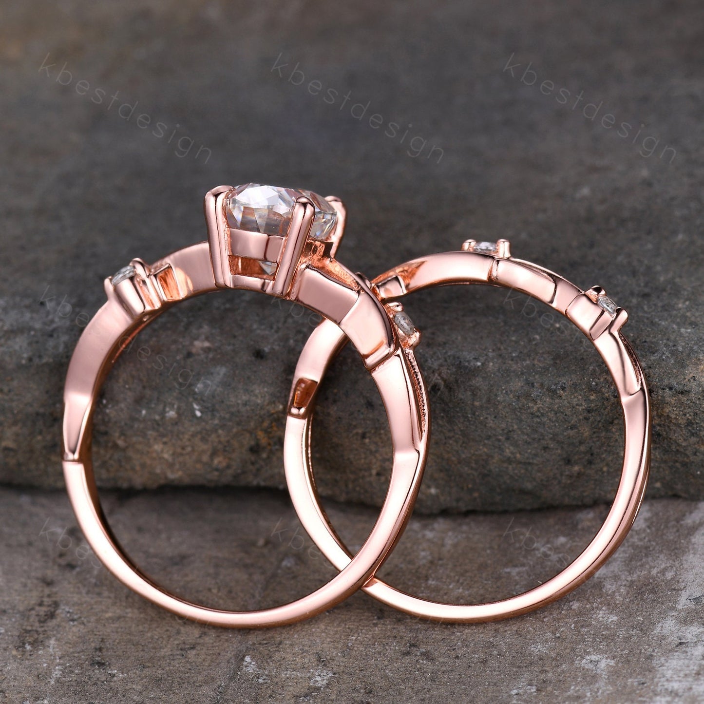 Vintage black rutilated quartz engagement ring 14k rose gold oval cut ring art deco twig leaf stacking band unique bridal wedding ring set