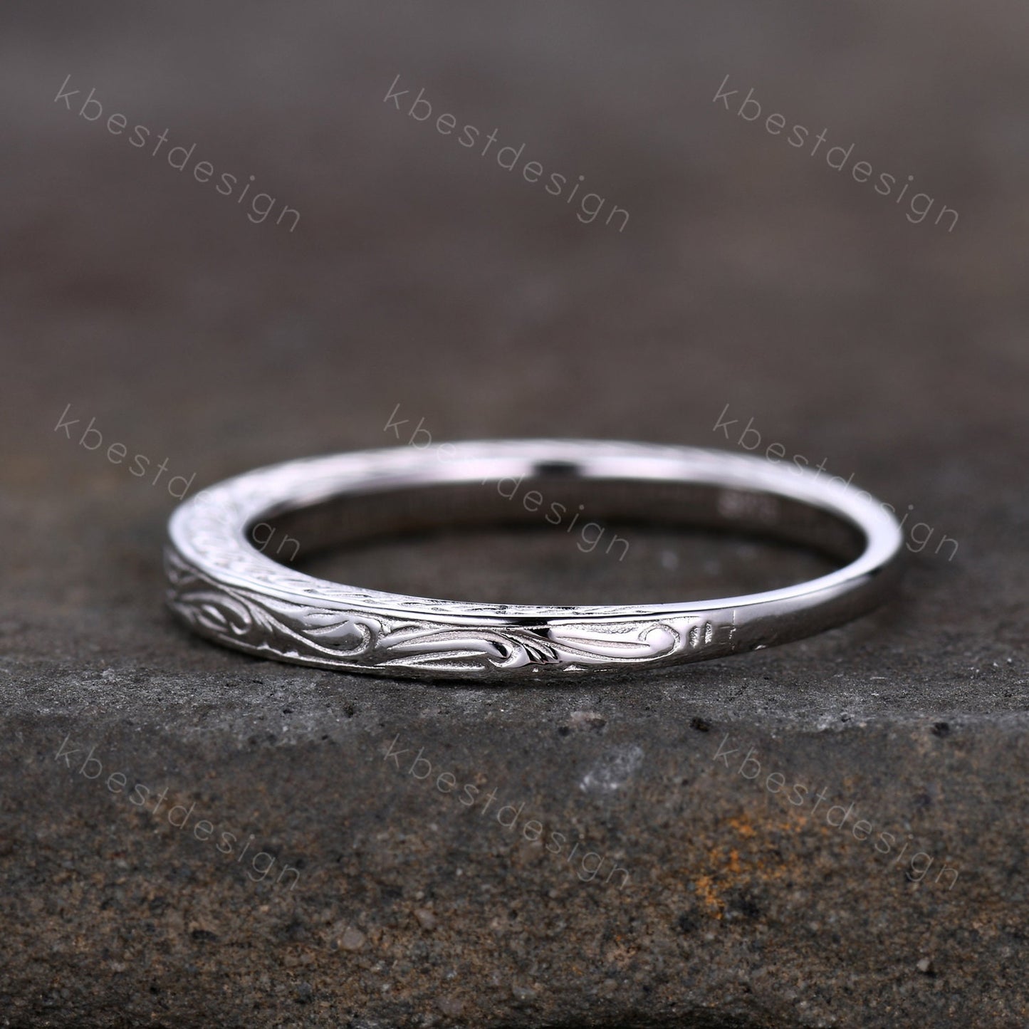 Vintage Filigree Wedding Band Antique Plain Gold Wedding Ring Art deco band Bridal wedding ring Promise Anniversary gift for her