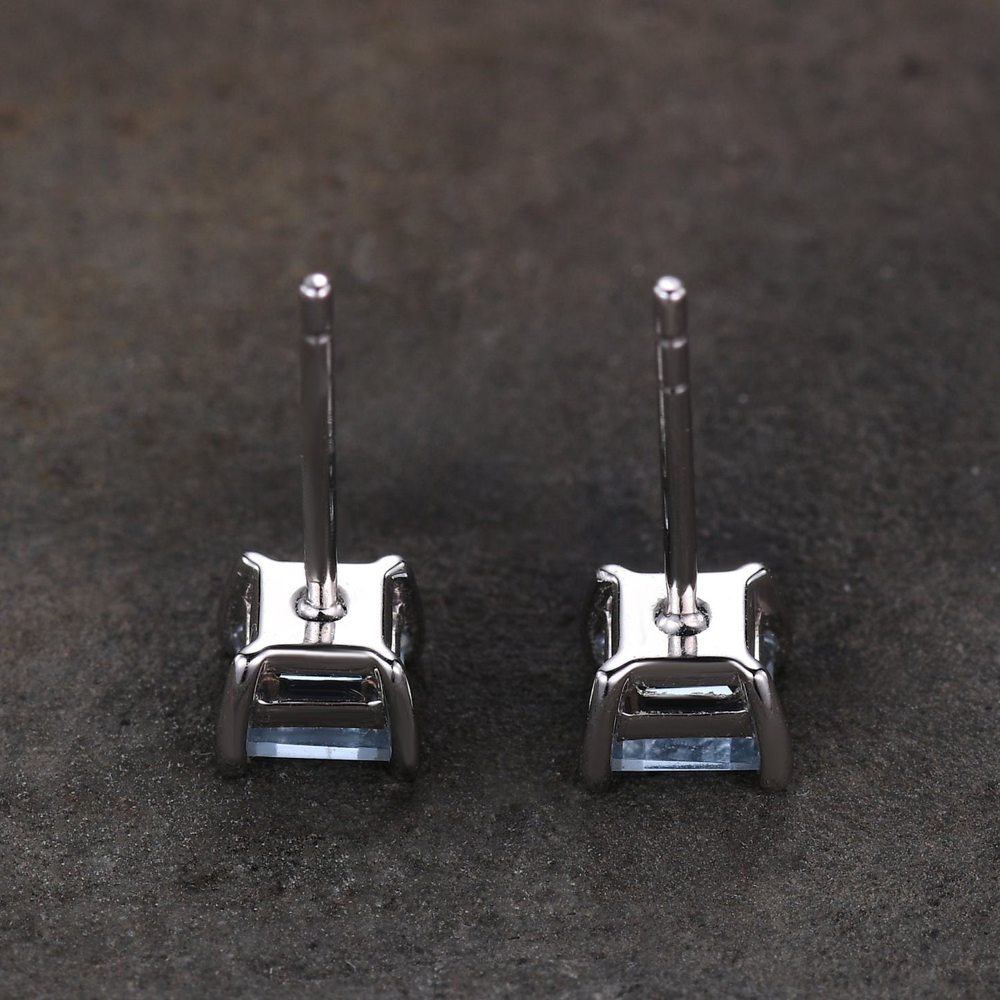 Genuine aquamarine stud earrings, princess cut aquamarine earring studs, 5mm AAA aquamarine studs, March birthstone, minimalist, tiny studs