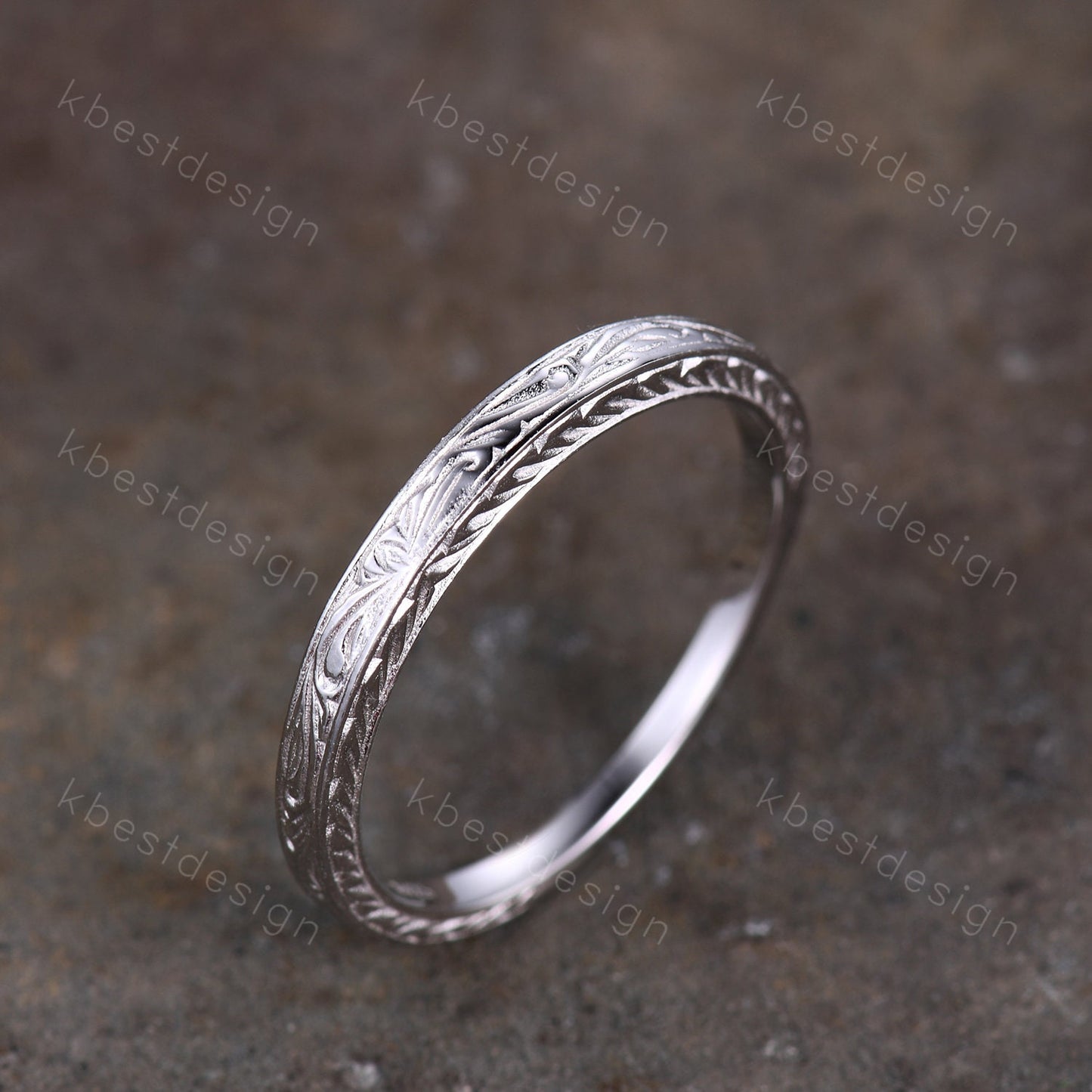 Vintage Filigree Wedding Band Antique Plain Gold Wedding Ring Art deco band Bridal wedding ring Promise Anniversary gift for her