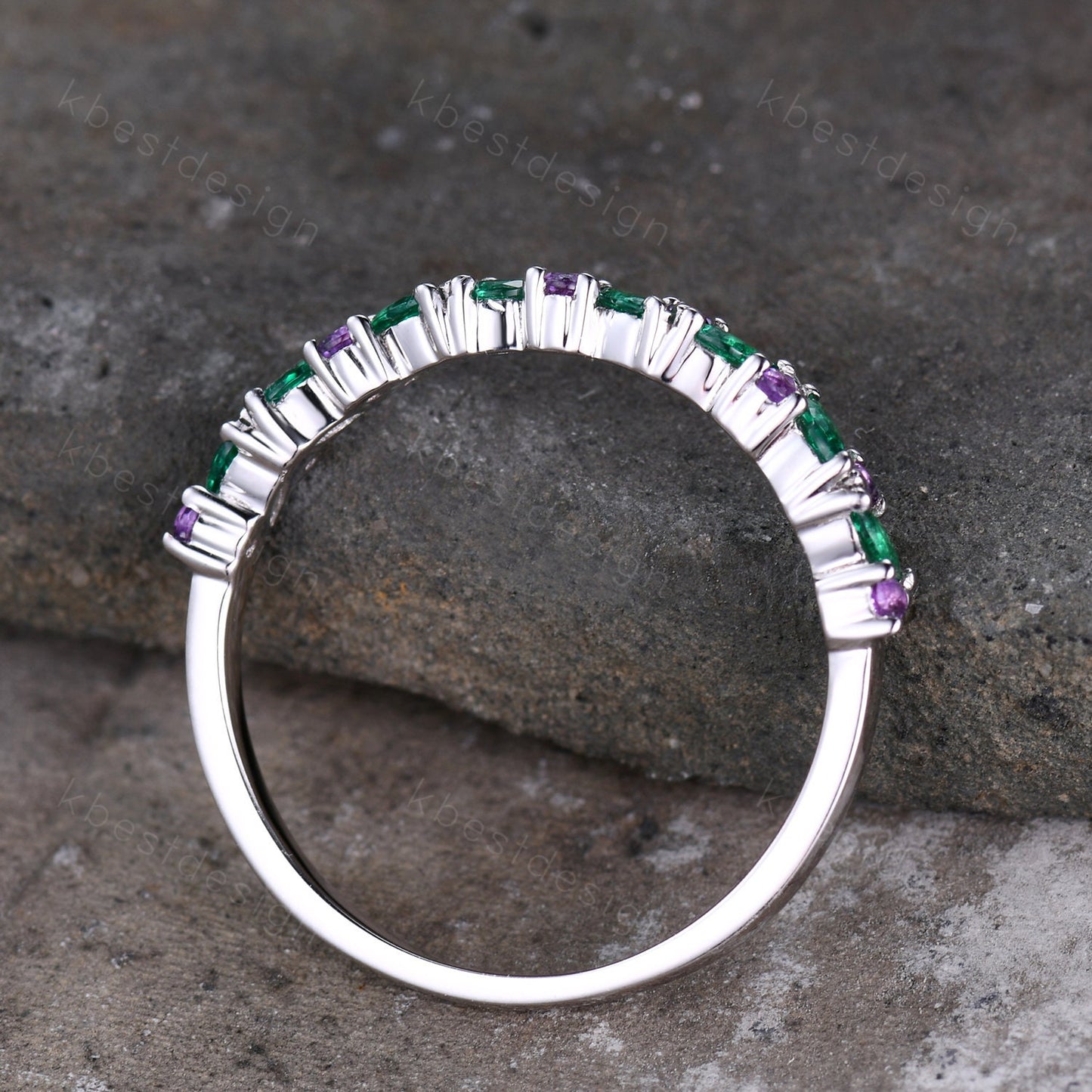 Art deco Emerald wedding band vintage Amethyst wedding ring band unique marquise cut emerald cluster ring women anniversary gift