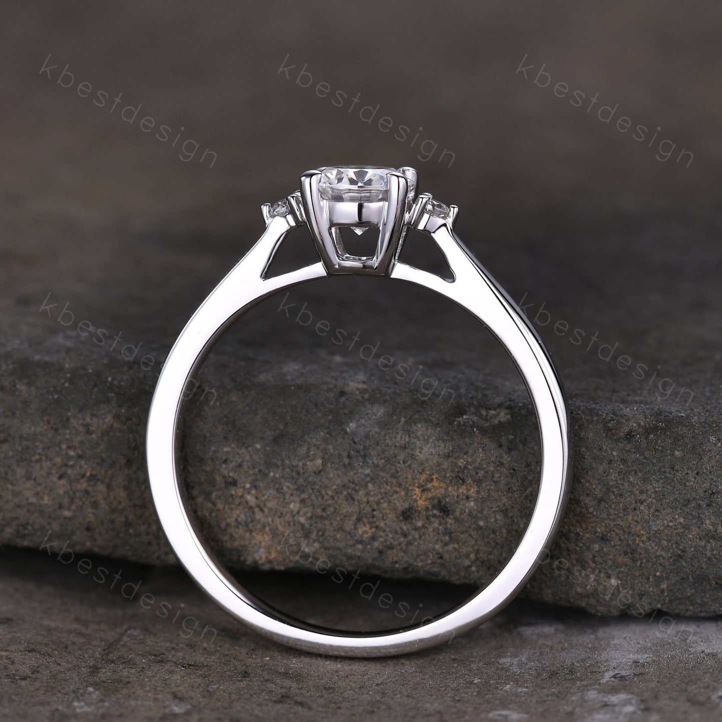 Round cut moissanite engagement ring 5mm dainty moissanite Bridal Ring unique art deco wedding ring for women three stone promise ring