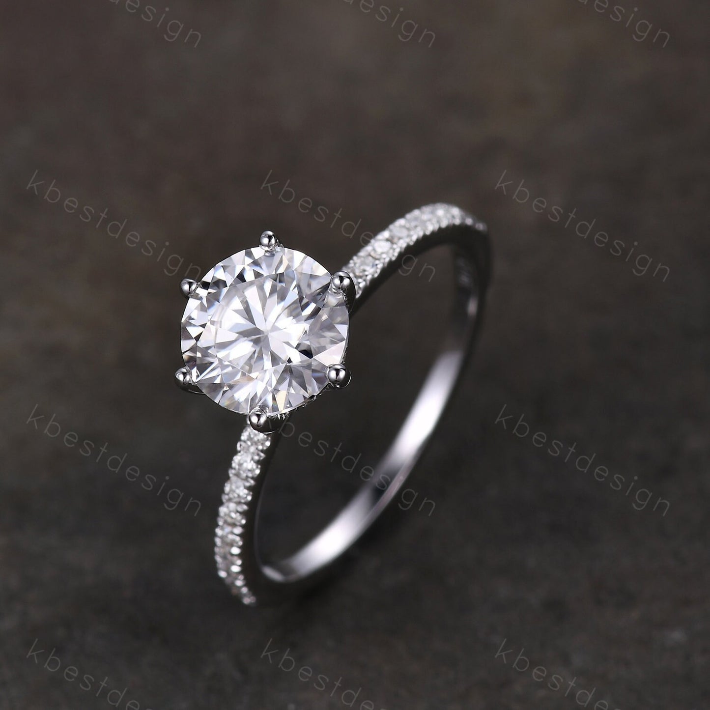 Round cut moissanite ring vintage moissanite engagement ring white gold vintage hidden halo ring simulated diamond wedding ring for women