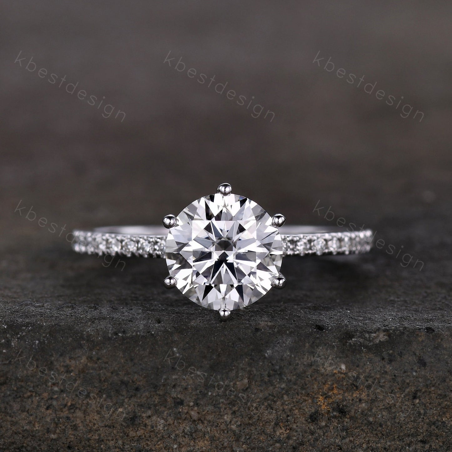 Round cut moissanite ring vintage moissanite engagement ring white gold vintage hidden halo ring simulated diamond wedding ring for women