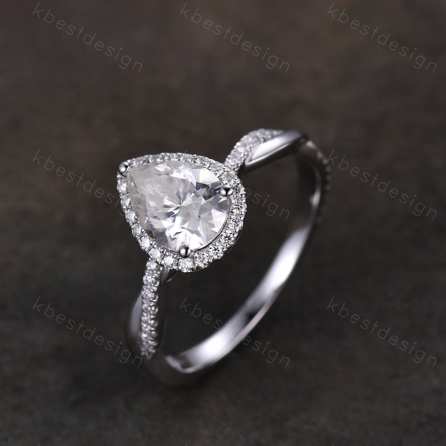 Pear shaped moissanite engagement ring 1.5ct twisted moissanite Bridal Ring unique art deco wedding ring for women promise anniversary ring