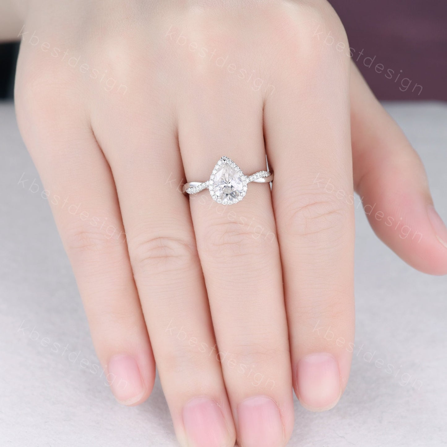 Pear shaped moissanite engagement ring 1.5ct twisted moissanite Bridal Ring unique art deco wedding ring for women promise anniversary ring