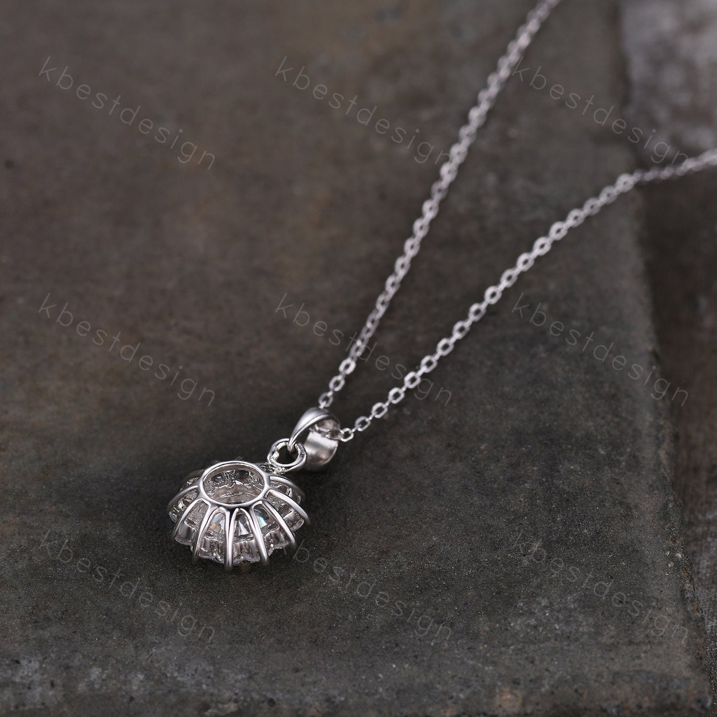 1CT Round cut Moissanite necklace sterling silver vintage unique halo sunflower moissanite pendant necklace women anniversary bridal gift