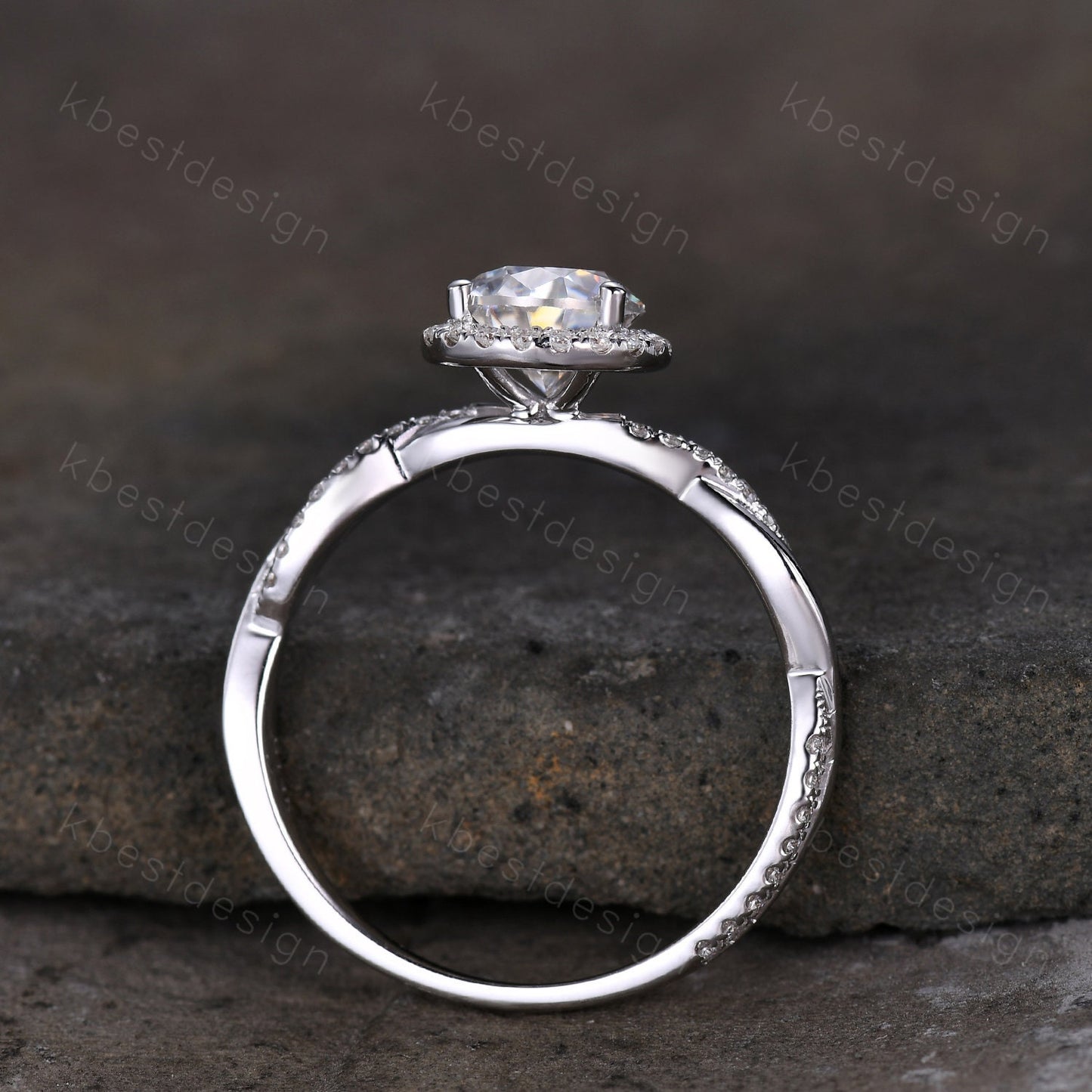 Pear shaped moissanite engagement ring 1.5ct twisted moissanite Bridal Ring unique art deco wedding ring for women promise anniversary ring