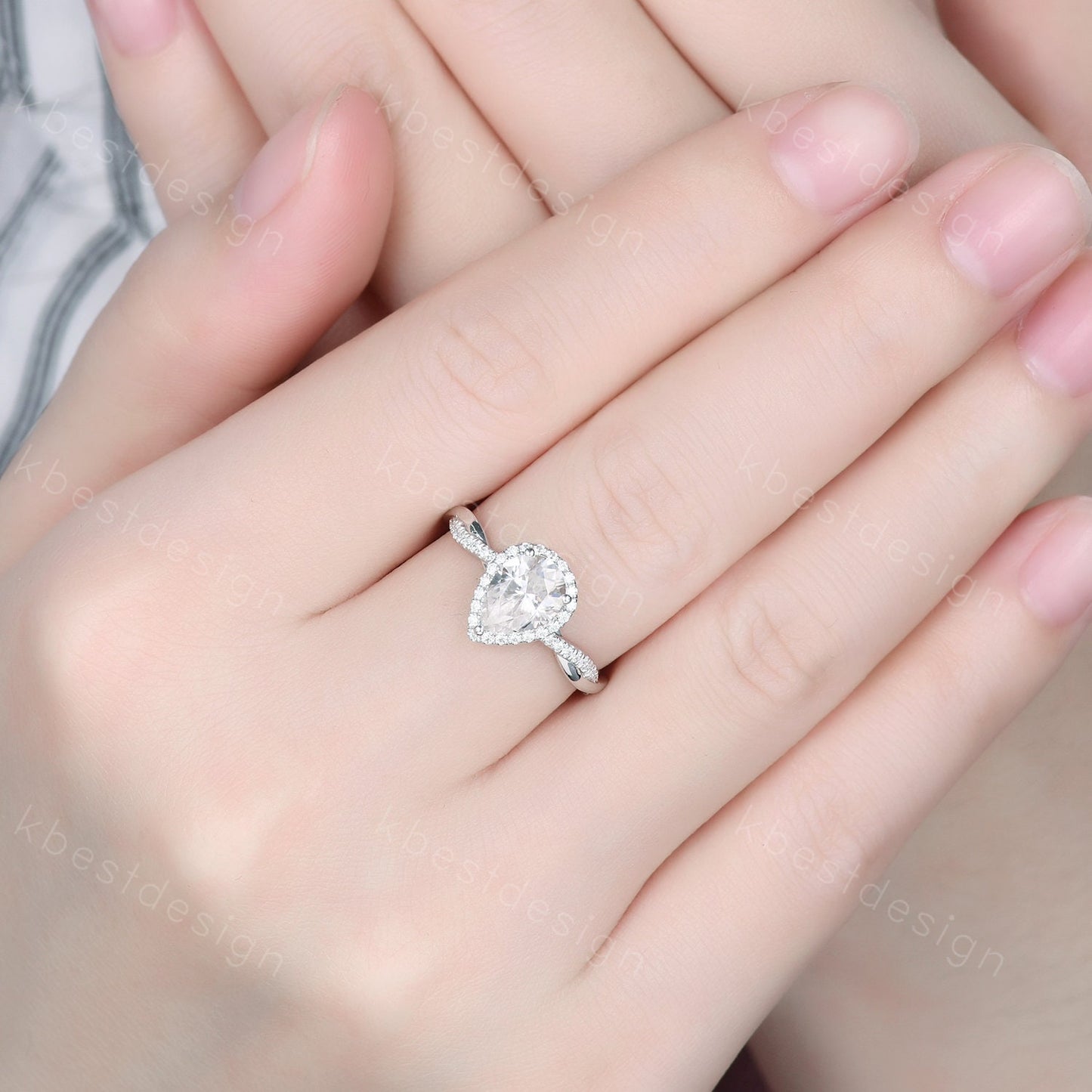 Pear shaped moissanite engagement ring 1.5ct twisted moissanite Bridal Ring unique art deco wedding ring for women promise anniversary ring