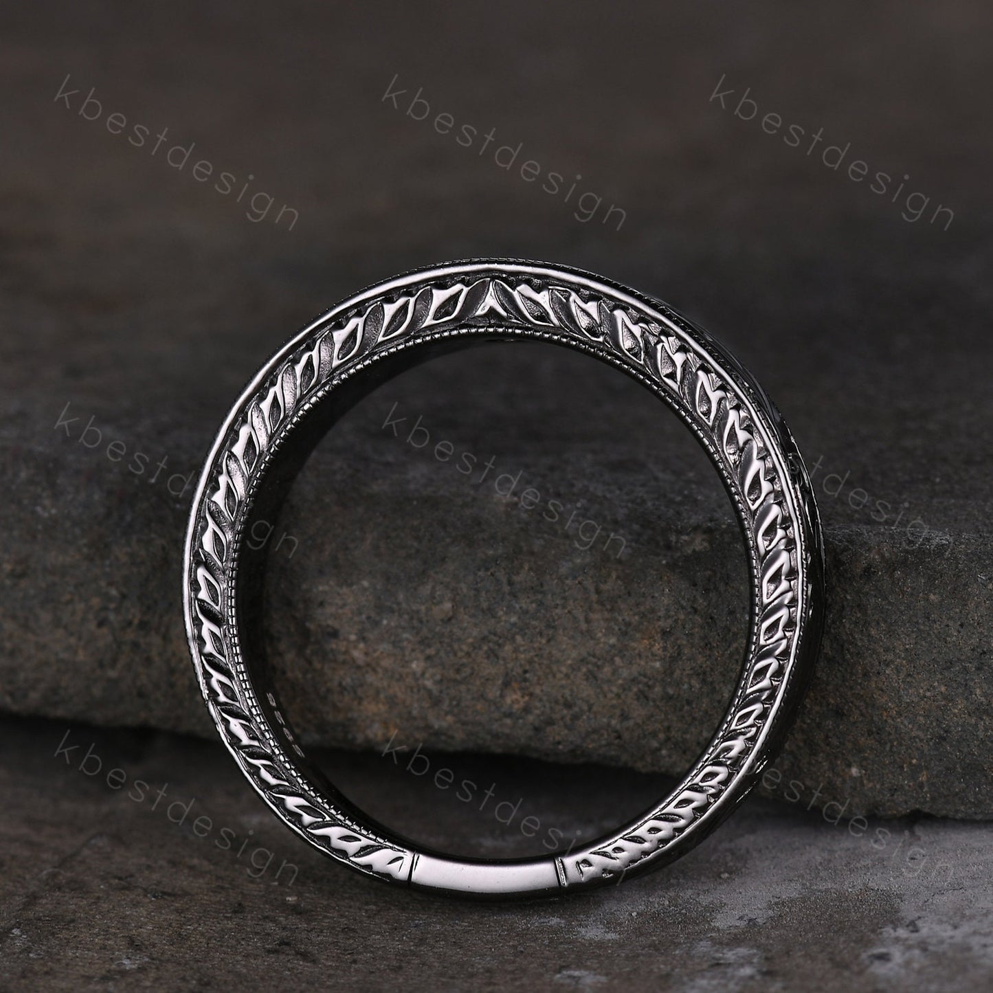 Mens Champagne Moissanite Wedding Band Antique Filigree Black Gold Wedding Band Vintage Mens Stacking Band Unique His Wedding Ring