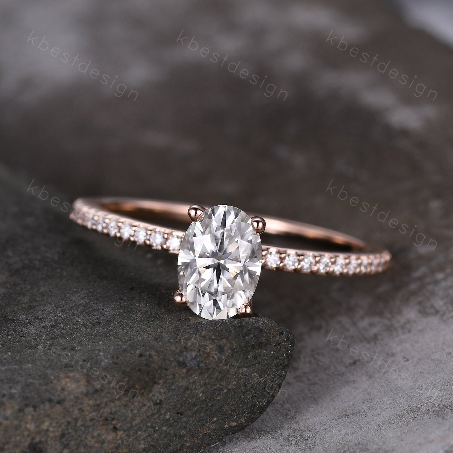 Petite Oval Cut Moissanite Engagement Ring 1CT Solitaire Diamond Bridal Ring Rose Gold Engagement Ring Dainty Promise Anniversary Ring