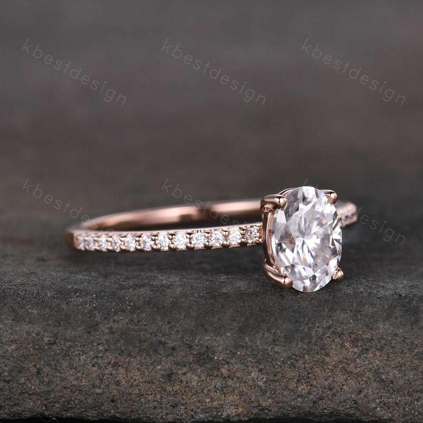Petite Oval Cut Moissanite Engagement Ring 1CT Solitaire Diamond Bridal Ring Rose Gold Engagement Ring Dainty Promise Anniversary Ring