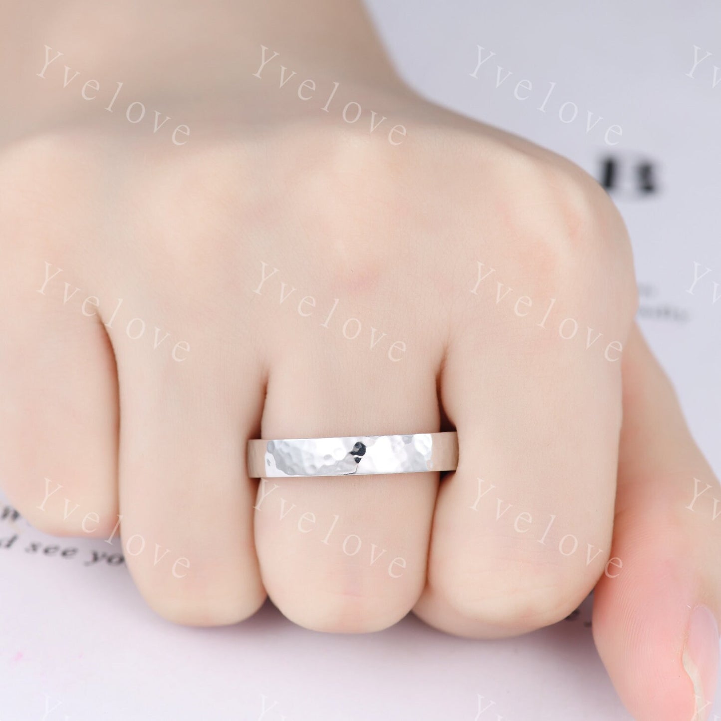 Unique Hammered Unisex Silver Band Hammered Finish 5mm Mens Ring Women Wedding Ring Plain Wedding Band Retro Vintage Ring Gift For Him