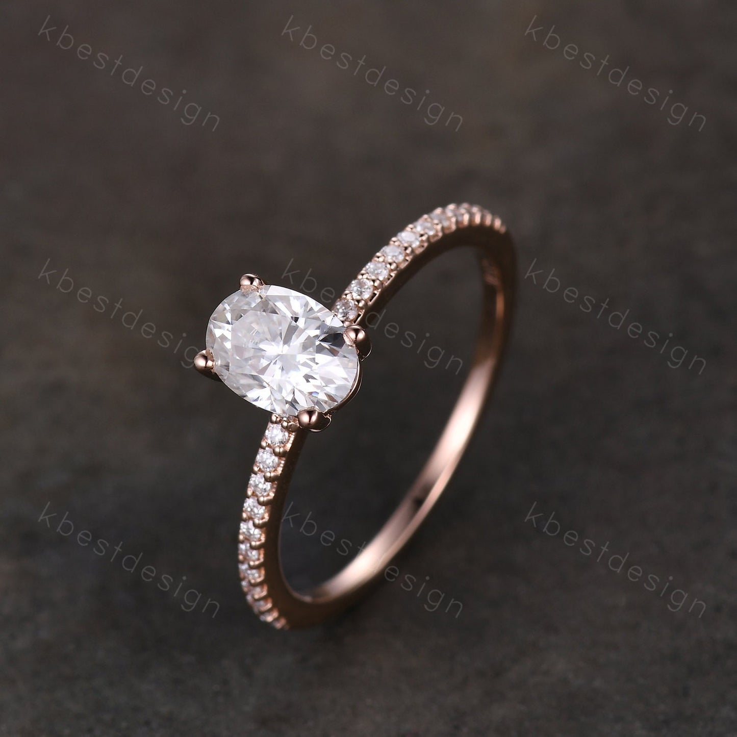 Petite Oval Cut Moissanite Engagement Ring 1CT Solitaire Diamond Bridal Ring Rose Gold Engagement Ring Dainty Promise Anniversary Ring
