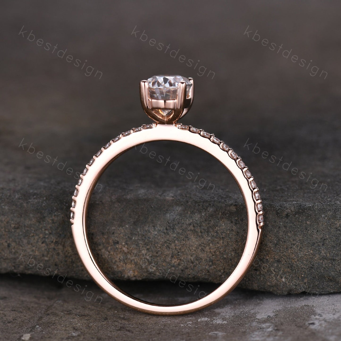 Petite Oval Cut Moissanite Engagement Ring 1CT Solitaire Diamond Bridal Ring Rose Gold Engagement Ring Dainty Promise Anniversary Ring