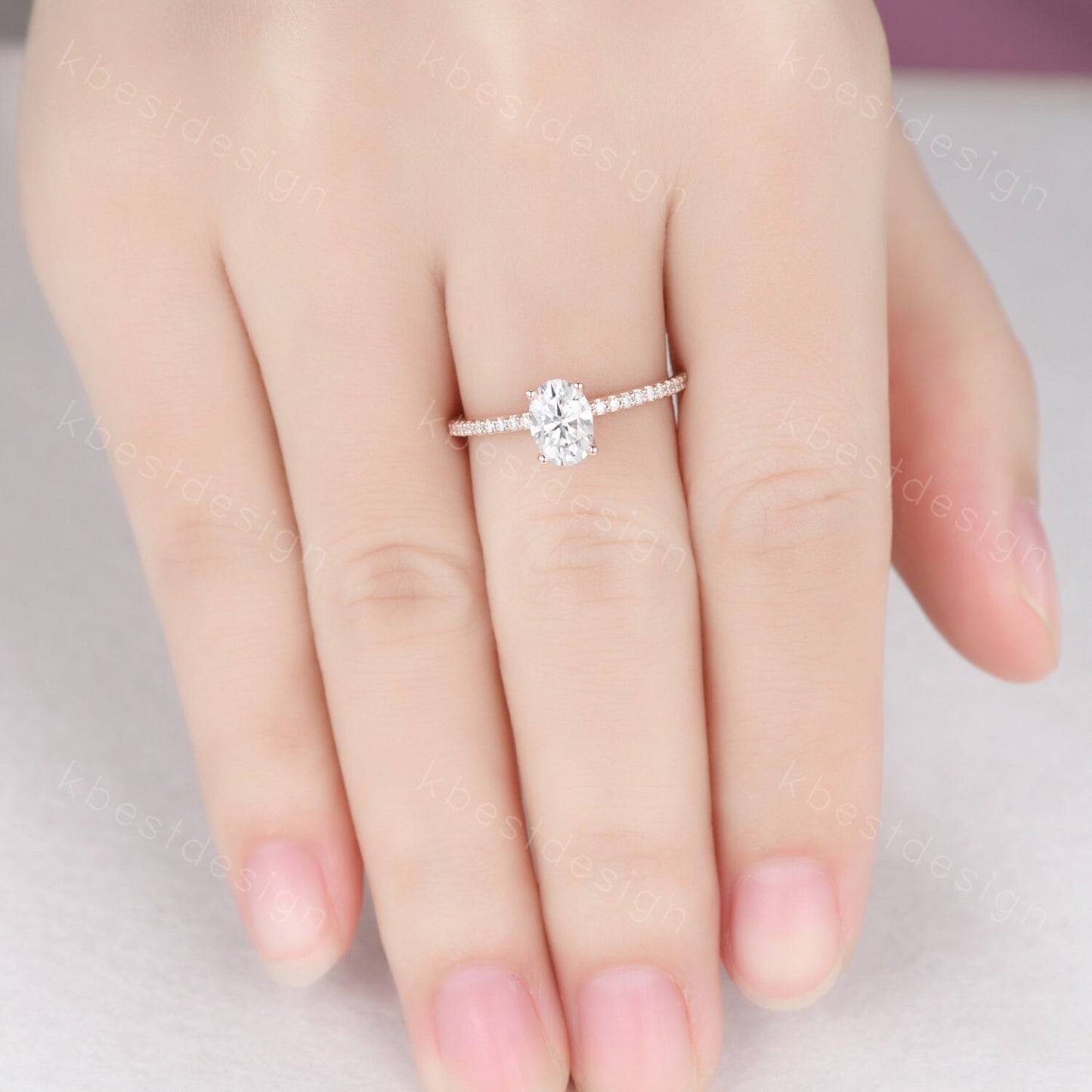 Petite Oval Cut Moissanite Engagement Ring 1CT Solitaire Diamond Bridal Ring Rose Gold Engagement Ring Dainty Promise Anniversary Ring