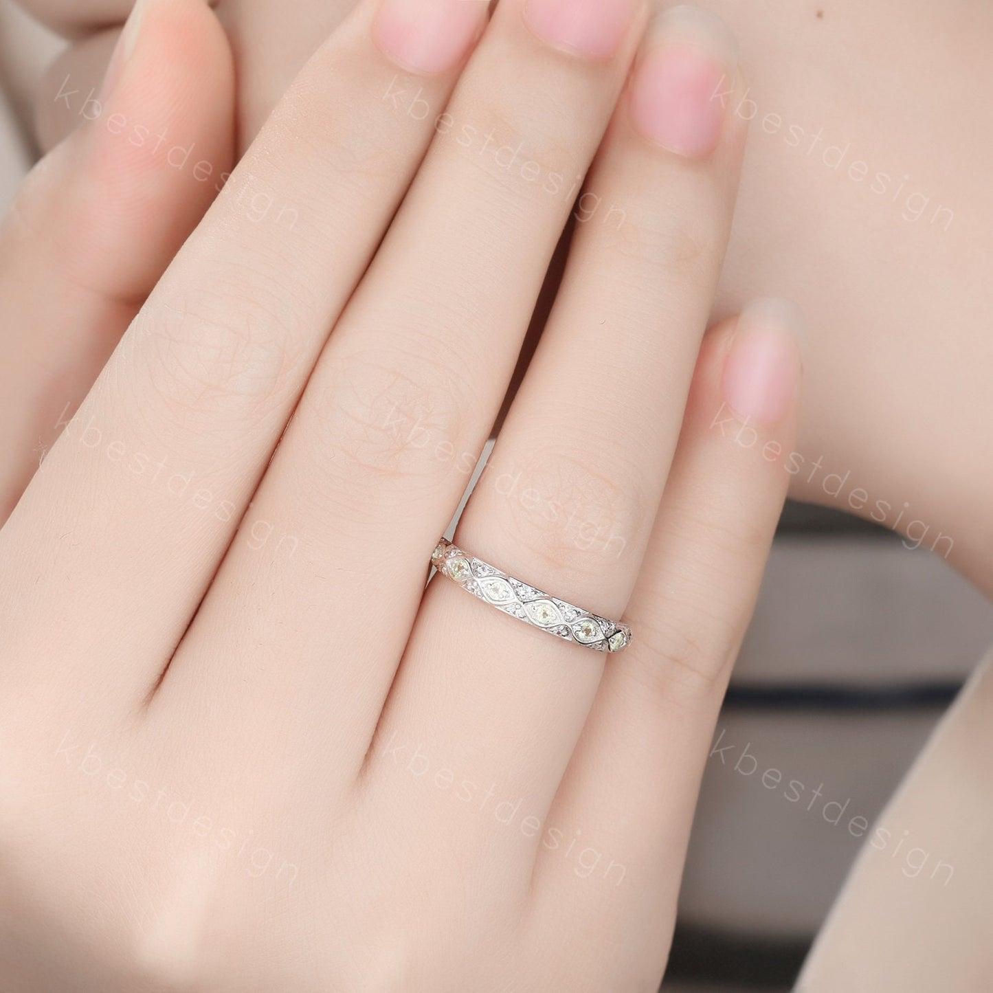 Antique Peridot Wedding Band 925 Sterling Silver Vintage Wedding Ring August Birthstone Stacking Ring Anniversary Gift for Her Handmade