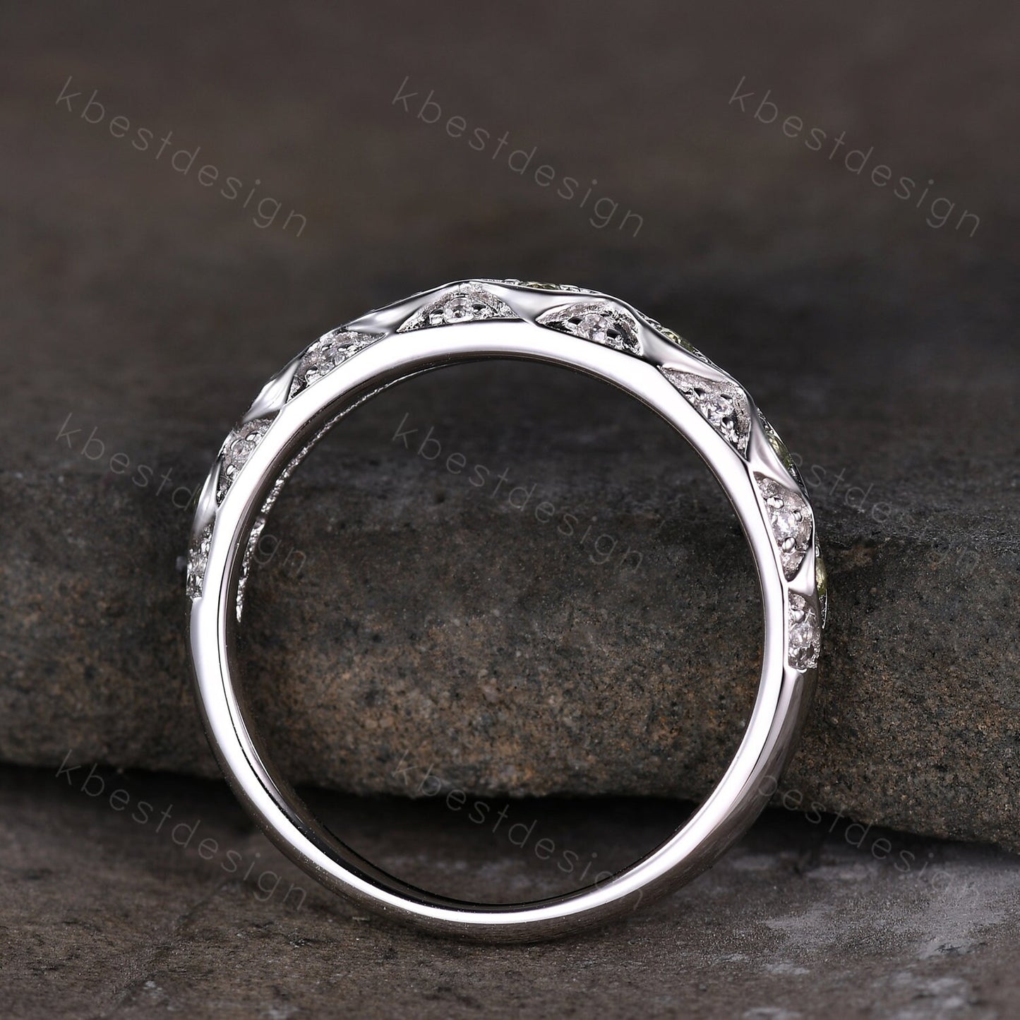 Antique Peridot Wedding Band 925 Sterling Silver Vintage Wedding Ring August Birthstone Stacking Ring Anniversary Gift for Her Handmade