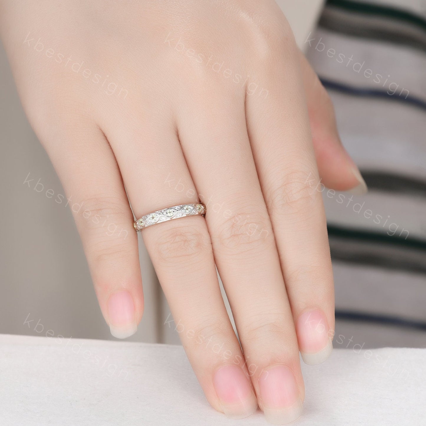Antique Peridot Wedding Band 925 Sterling Silver Vintage Wedding Ring August Birthstone Stacking Ring Anniversary Gift for Her Handmade