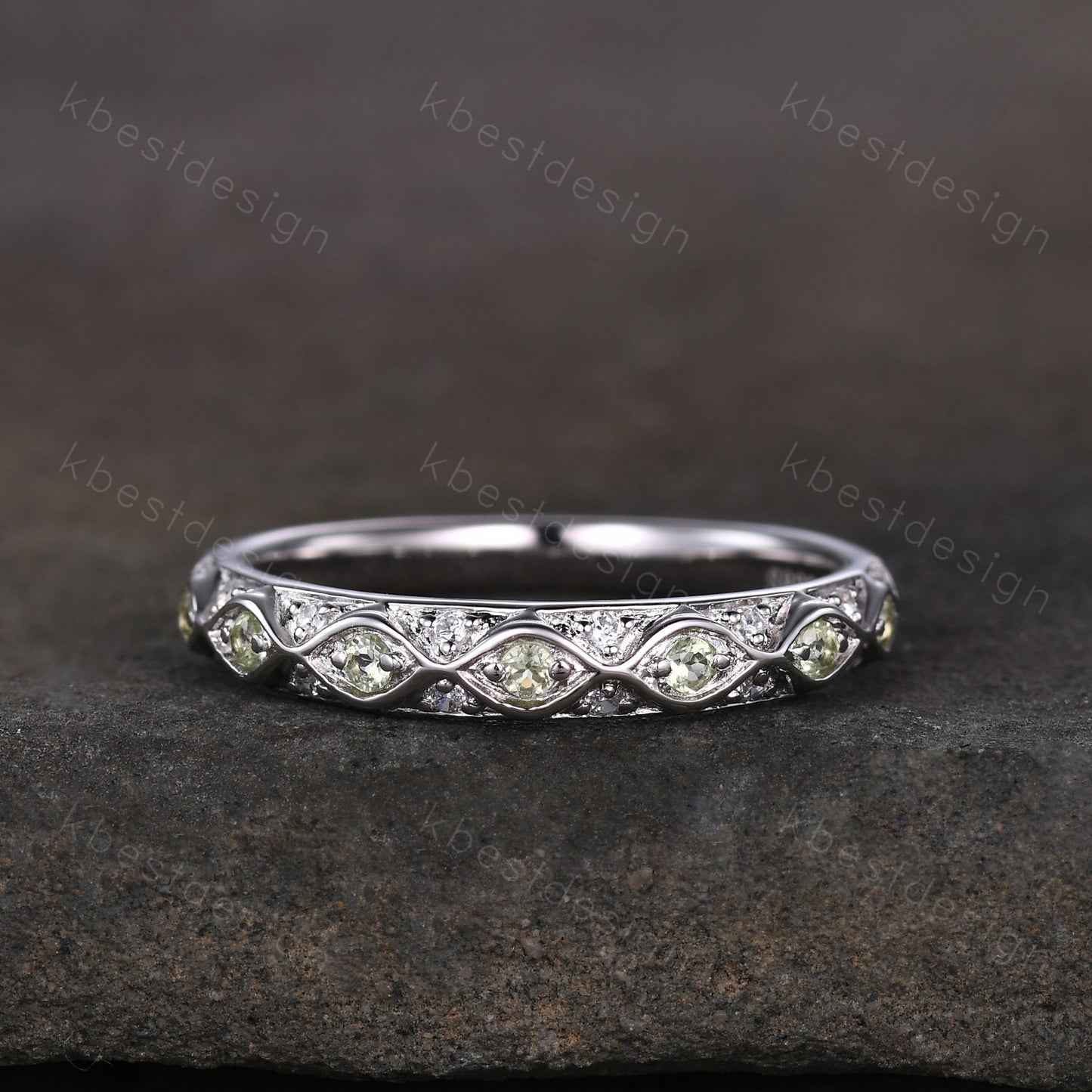 Antique Peridot Wedding Band 925 Sterling Silver Vintage Wedding Ring August Birthstone Stacking Ring Anniversary Gift for Her Handmade