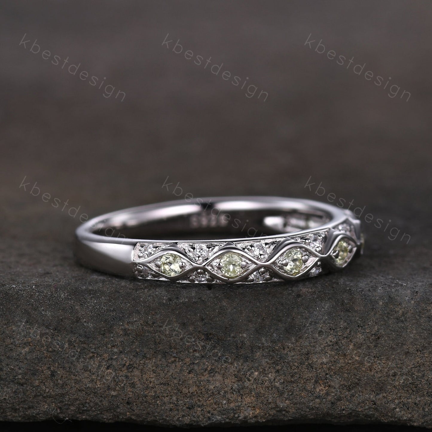 Antique Peridot Wedding Band 925 Sterling Silver Vintage Wedding Ring August Birthstone Stacking Ring Anniversary Gift for Her Handmade
