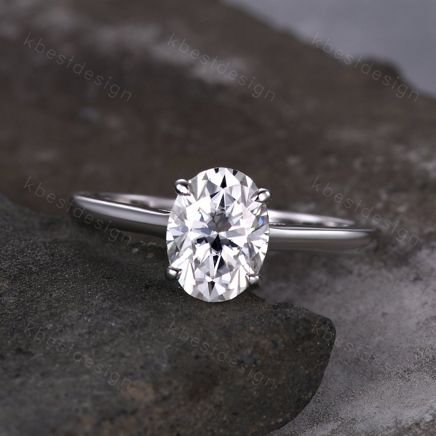 1.5CT oval cut moissanite engagement ring classic 4 prong solitaire engagement ring minimalist bridal ring dainty promise ring for her