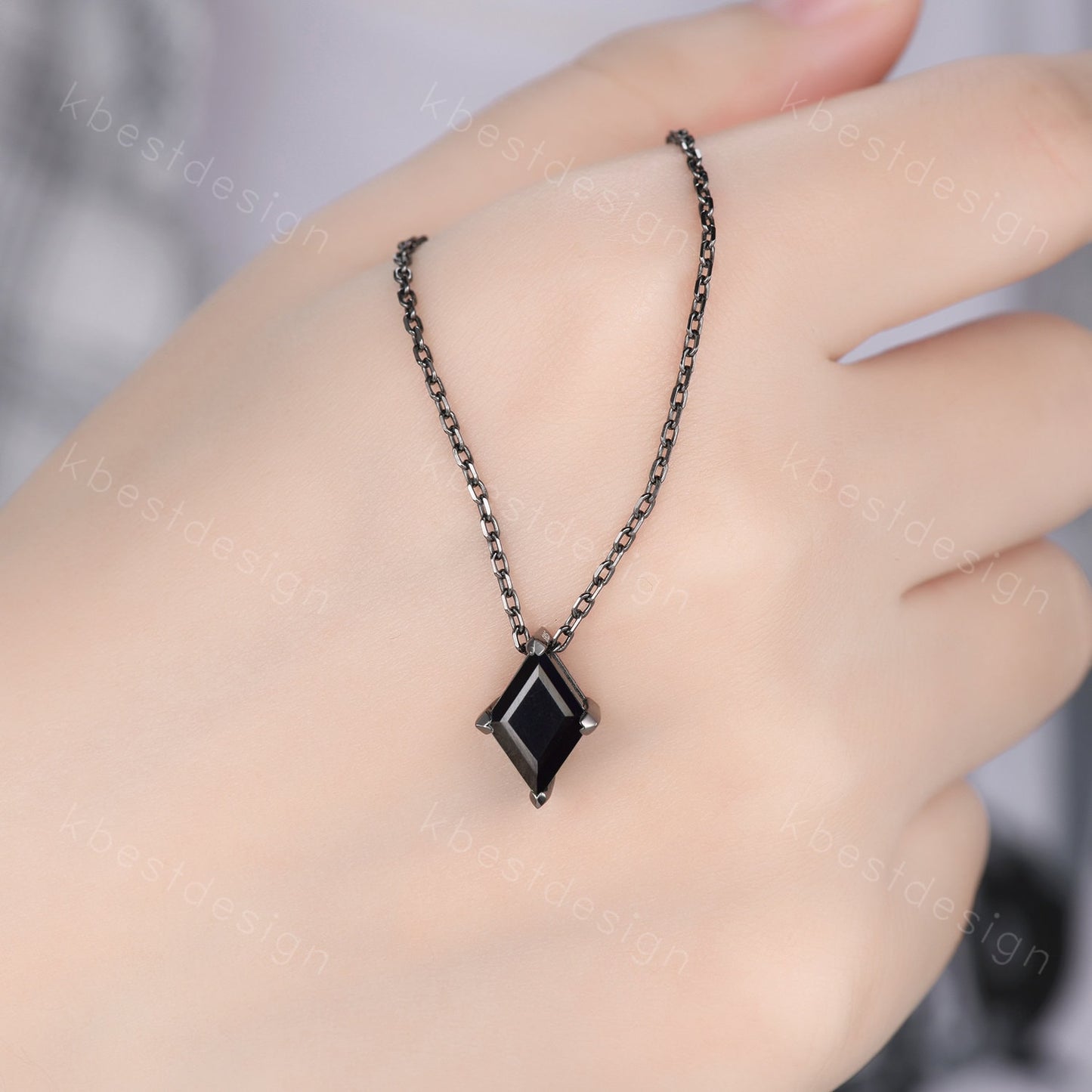 Lozenge cut Black Onyx Necklace Unique Black Gold Necklace Women Black Gemstone Necklace Unique Personalized Pendant Gift for Her