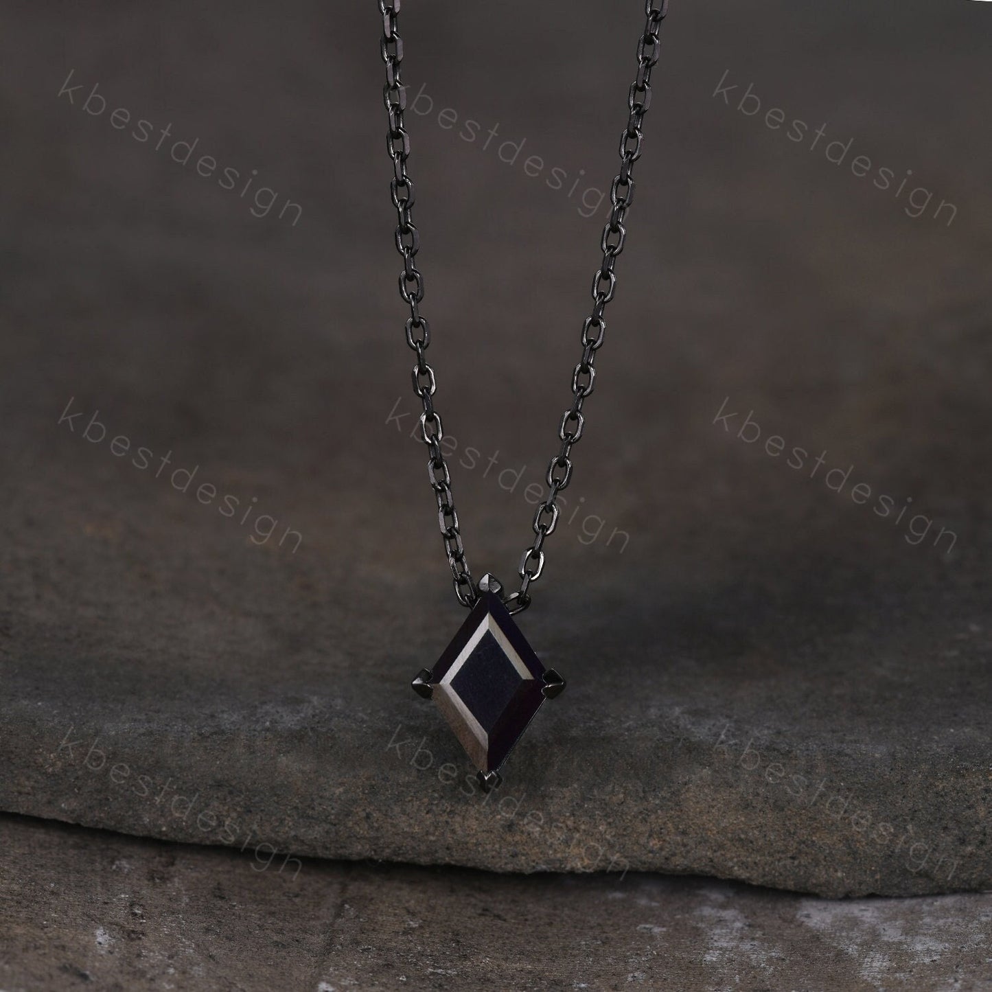 Lozenge cut Black Onyx Necklace Unique Black Gold Necklace Women Black Gemstone Necklace Unique Personalized Pendant Gift for Her