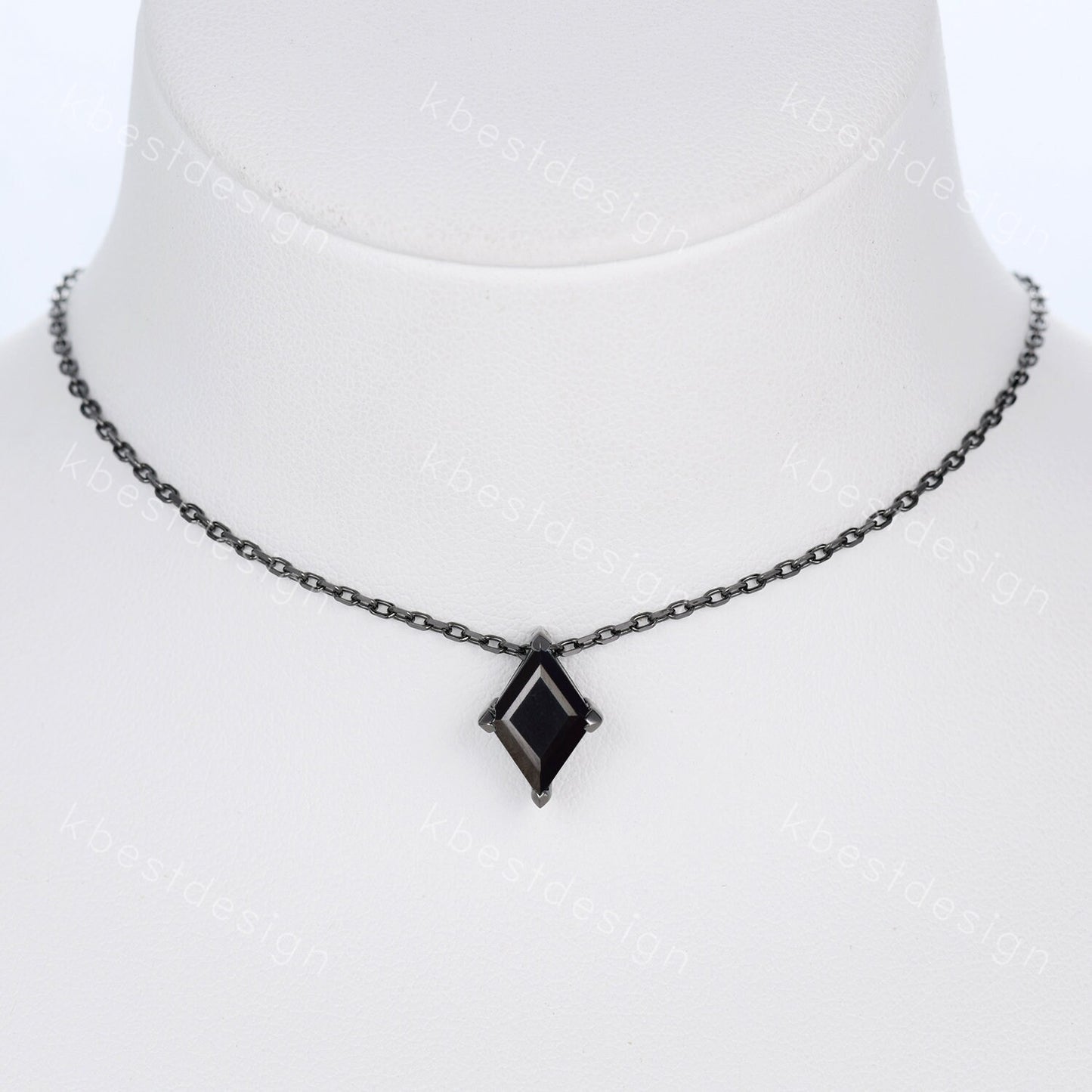 Lozenge cut Black Onyx Necklace Unique Black Gold Necklace Women Black Gemstone Necklace Unique Personalized Pendant Gift for Her