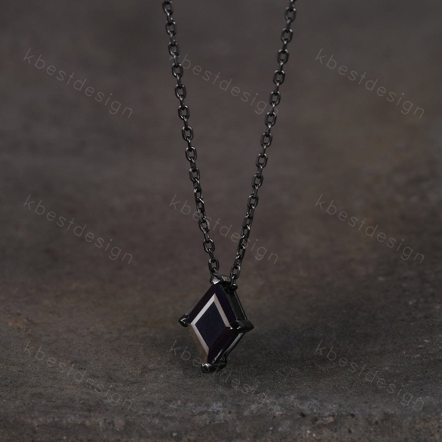Lozenge cut Black Onyx Necklace Unique Black Gold Necklace Women Black Gemstone Necklace Unique Personalized Pendant Gift for Her