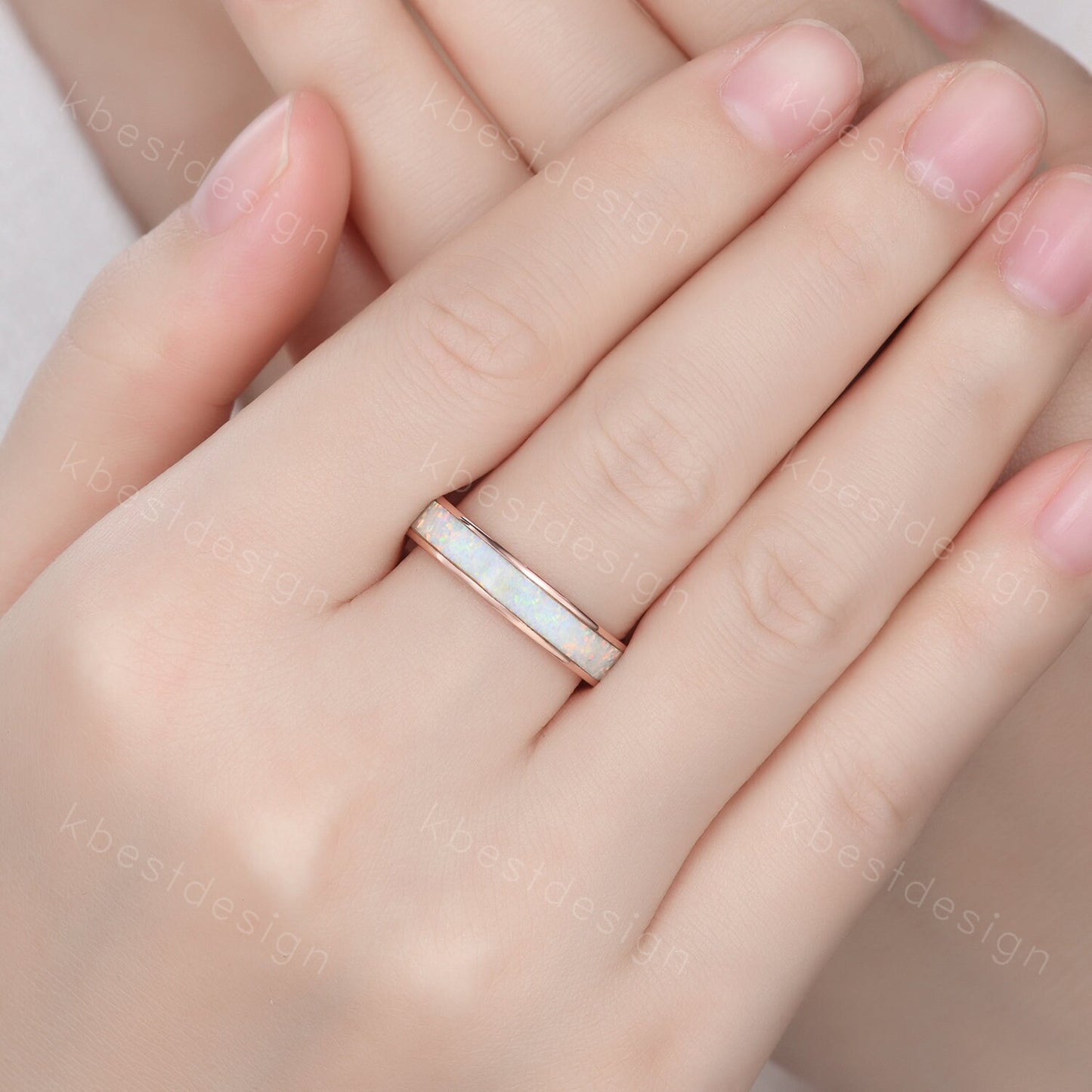 Vintage White Fire Opal Wedding Band 4mm Opal Stacking Band Silver Eternity Band Opal Wedding Ring For Women October Ring Anniversary Gift