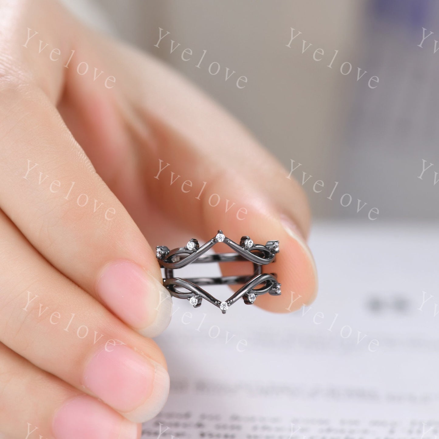 Vintage Twig Engagement Ring,Twig Enhancer Stacking Band,Women Vine Band,Art Deco Curved Branch Moissanite Wedding Band,Platinum Silver Ring