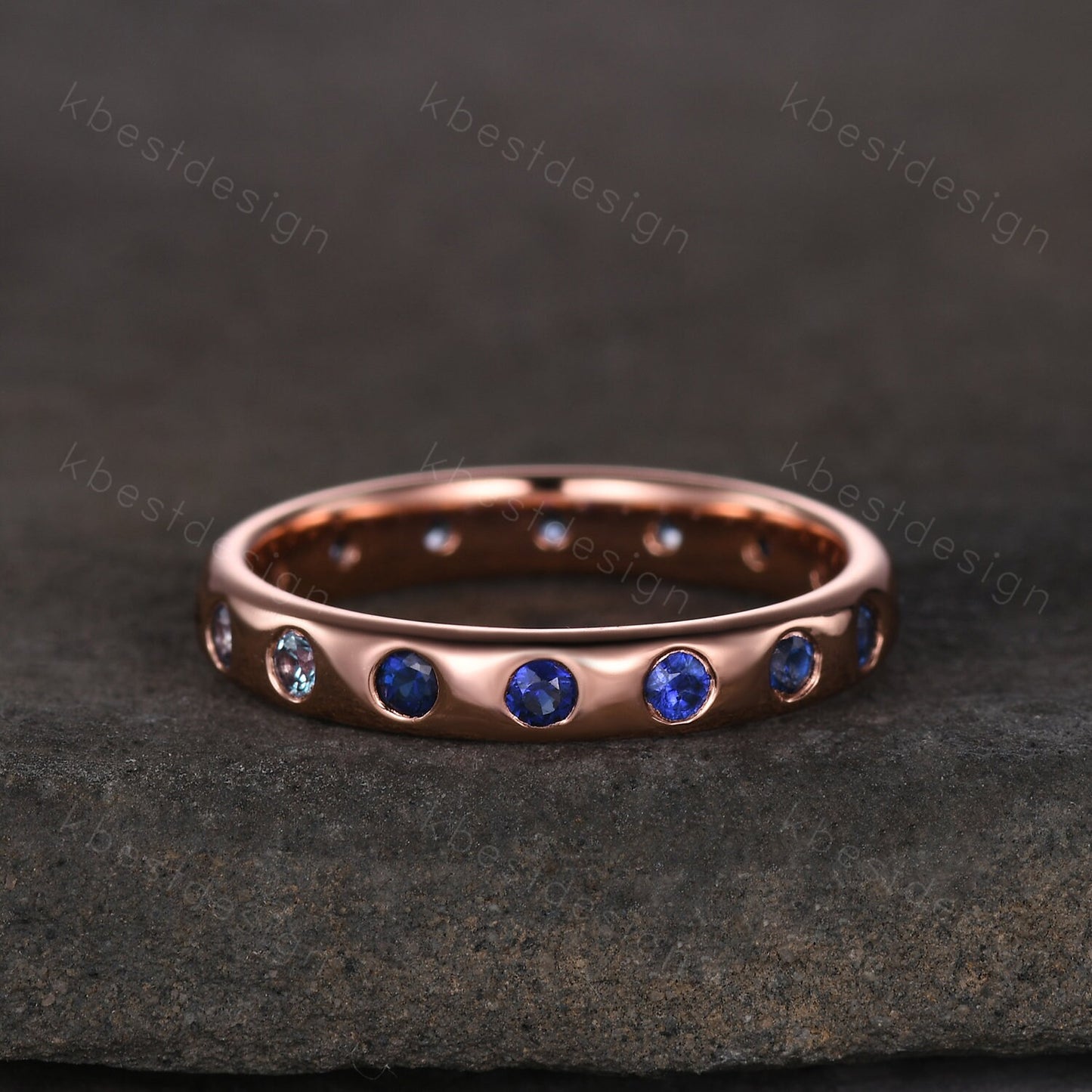 2mm alexandrite wedding band unique eternity sapphire and alexandrite wedding ring rose gold stacking matching bridal promise ring